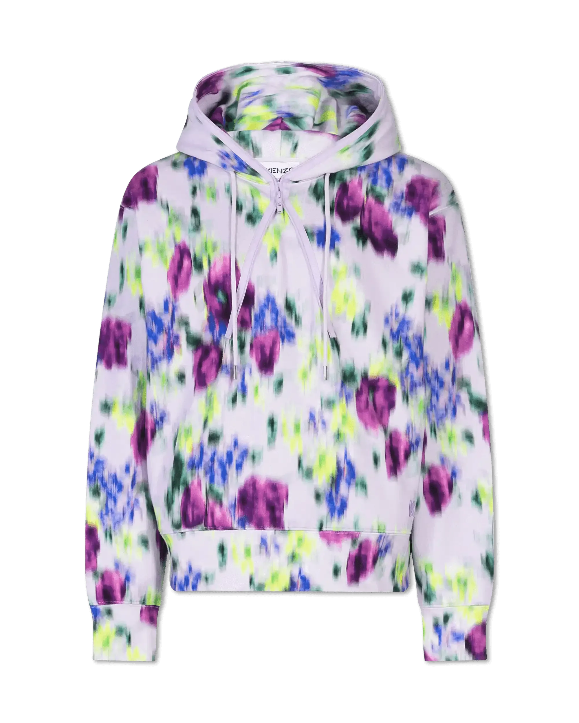 Blurred Floral Printed Hoodie - DIHSAN