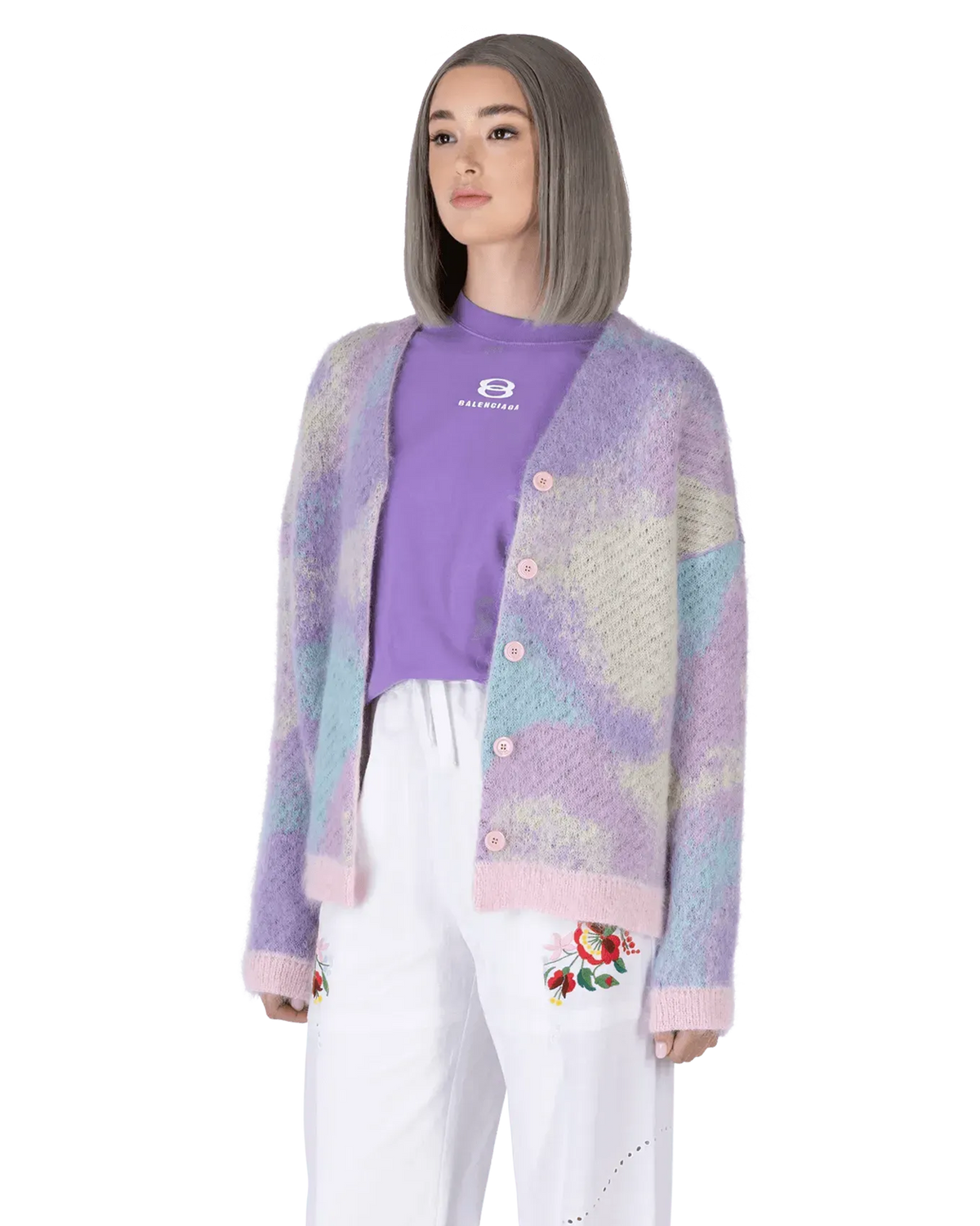 Loewe Unicorn Jacquard Multicolor Cardigan | Mohair Blend | DIHSAN