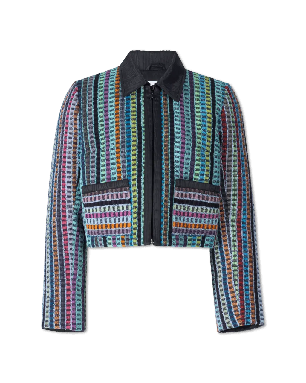 Cropped Textured Boxy Jacket - DIHSAN