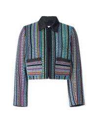 Cropped Textured Boxy Jacket - DIHSAN