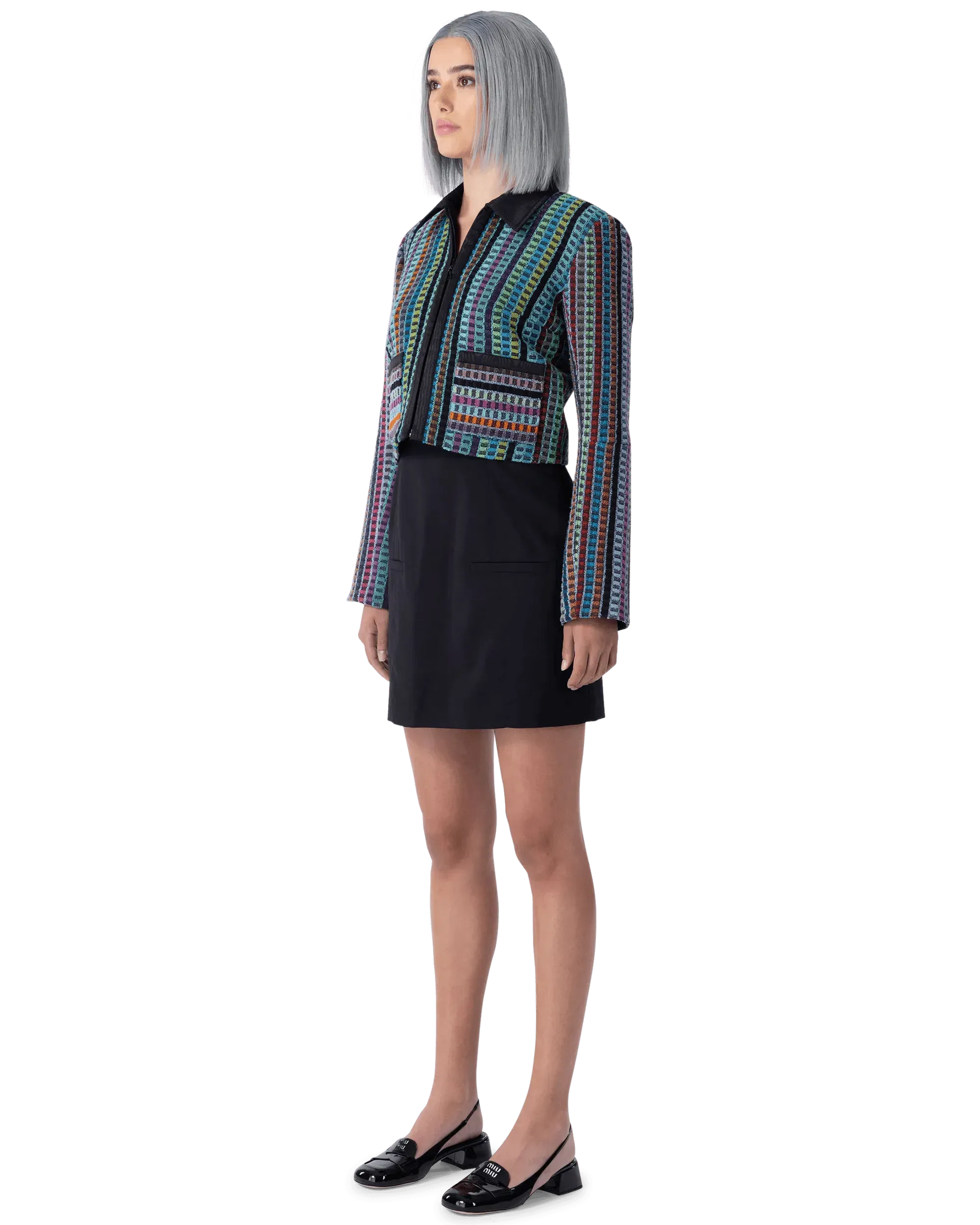 Cropped Textured Boxy Jacket - DIHSAN
