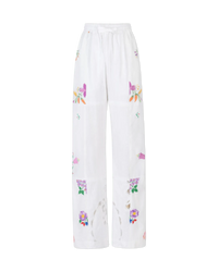 Embroidered Linen Pants - DIHSAN