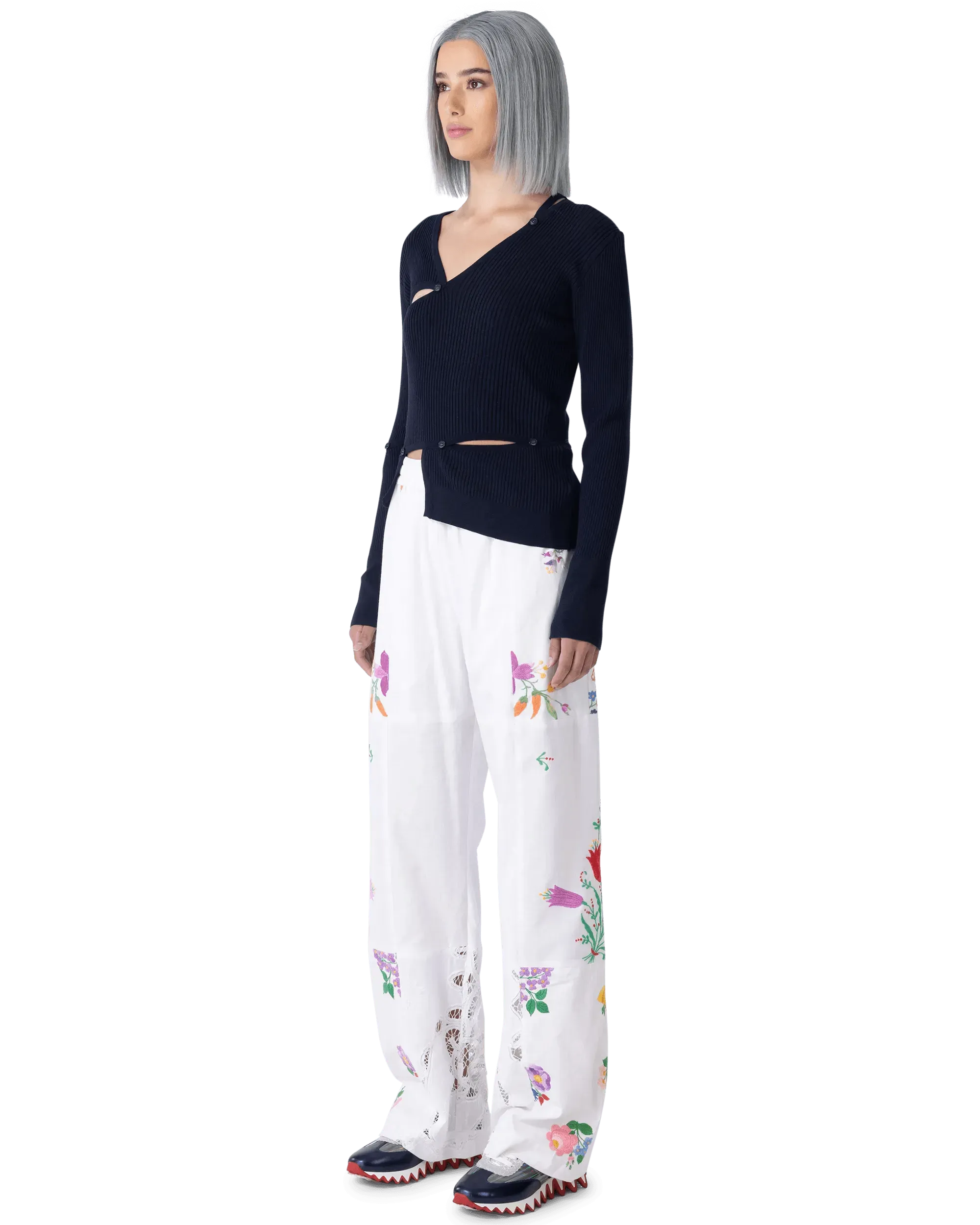 Embroidered Linen Pants - DIHSAN