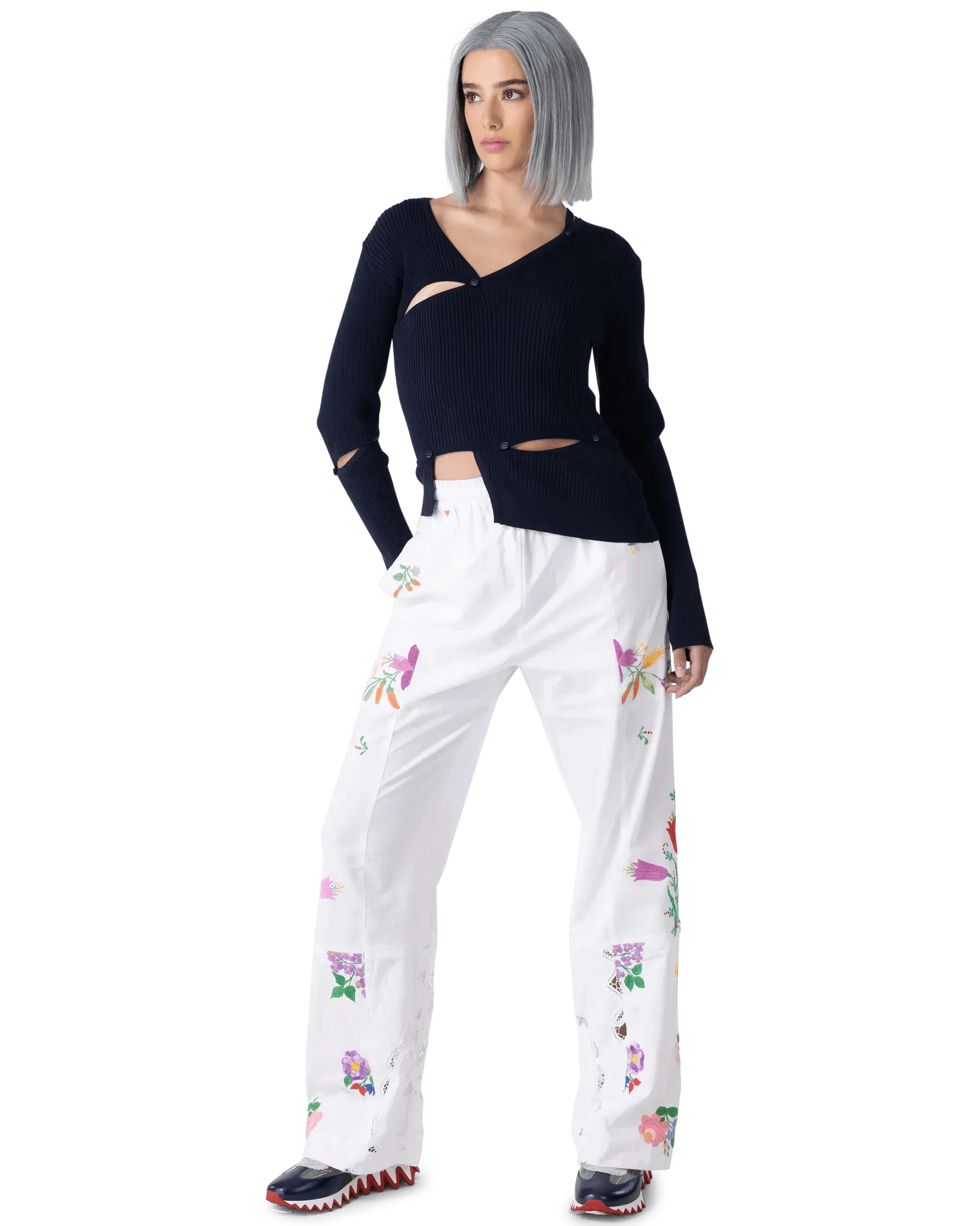 Embroidered Linen Pants - DIHSAN