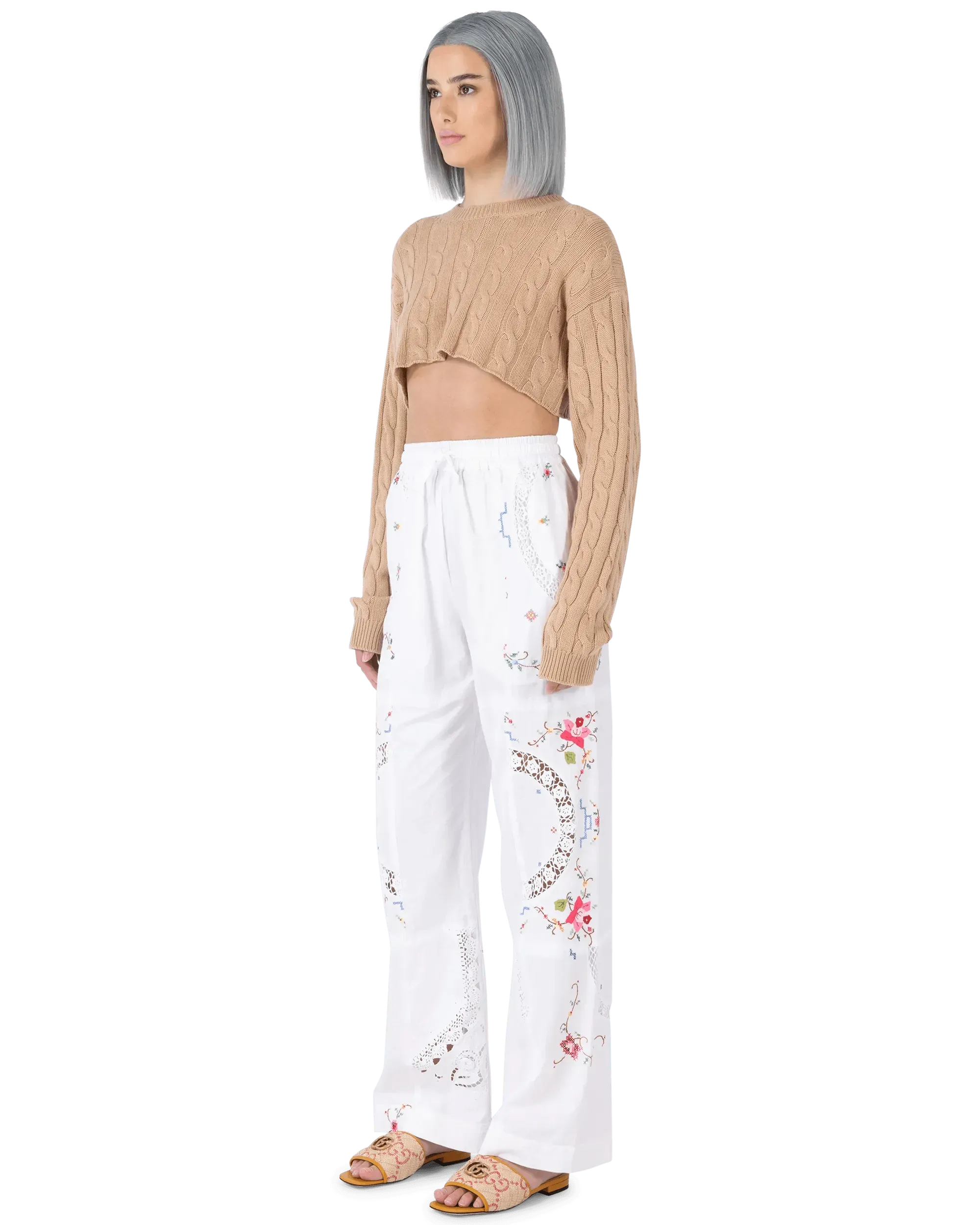 Embroidered Linen Pants - DIHSAN