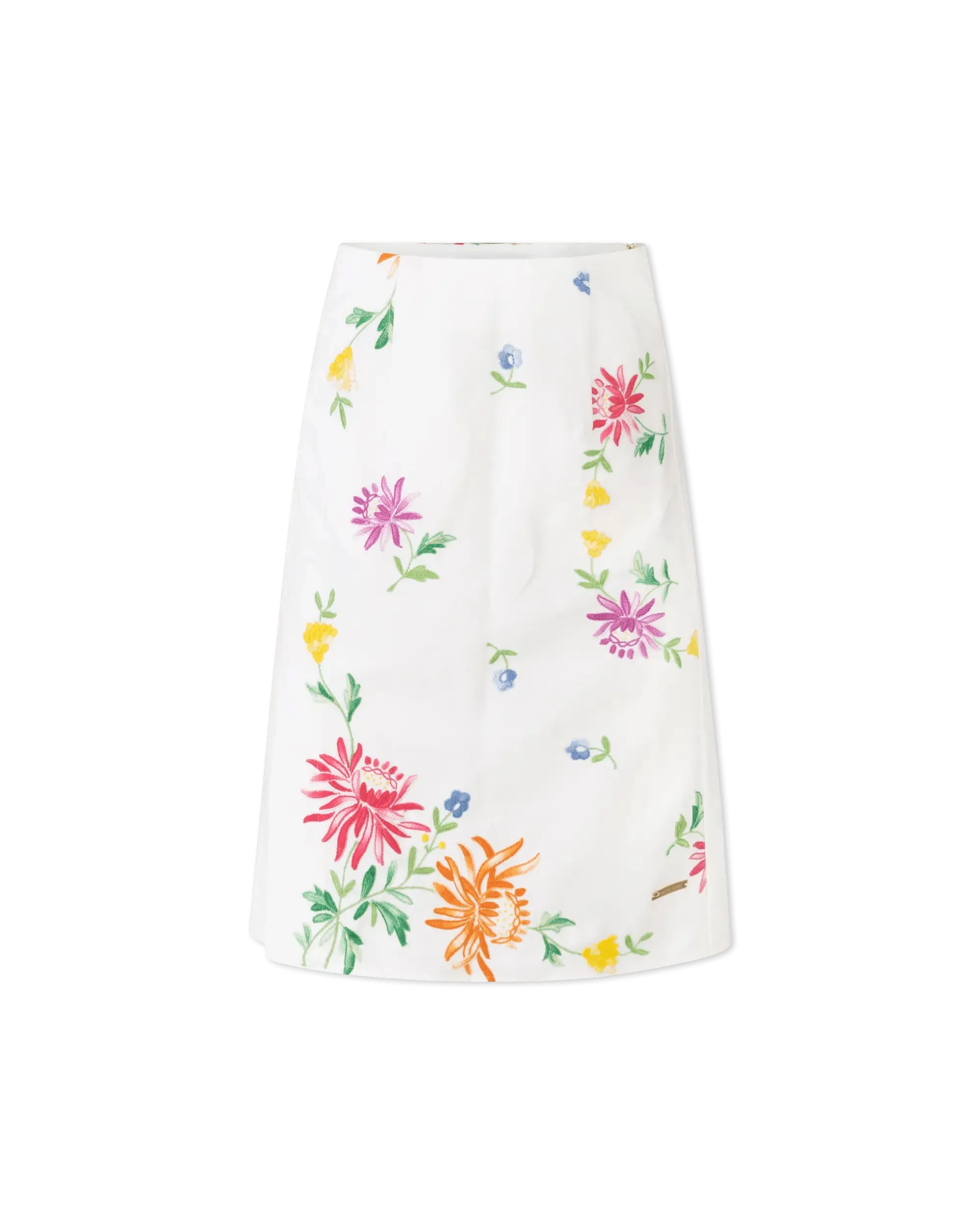 Embroidered Linen Slit Skirt - DIHSAN