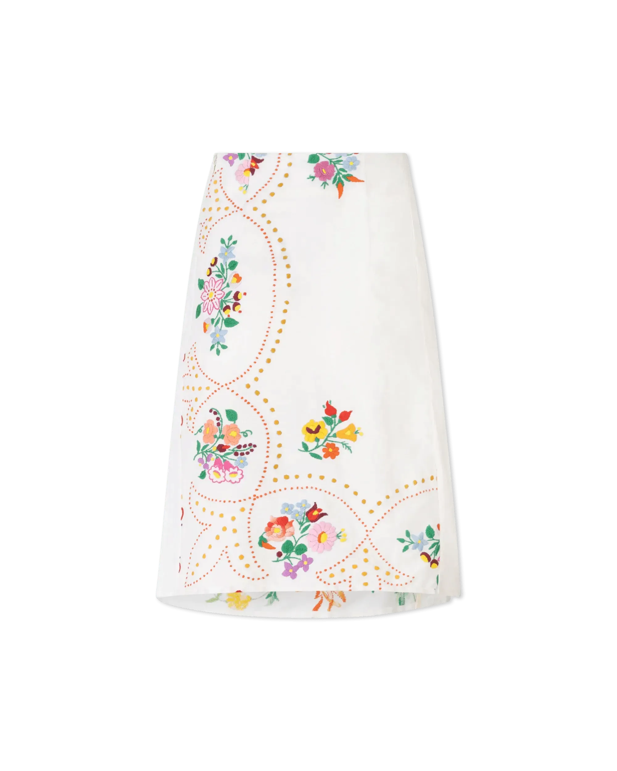 Embroidered Linen Slit Skirt - DIHSAN