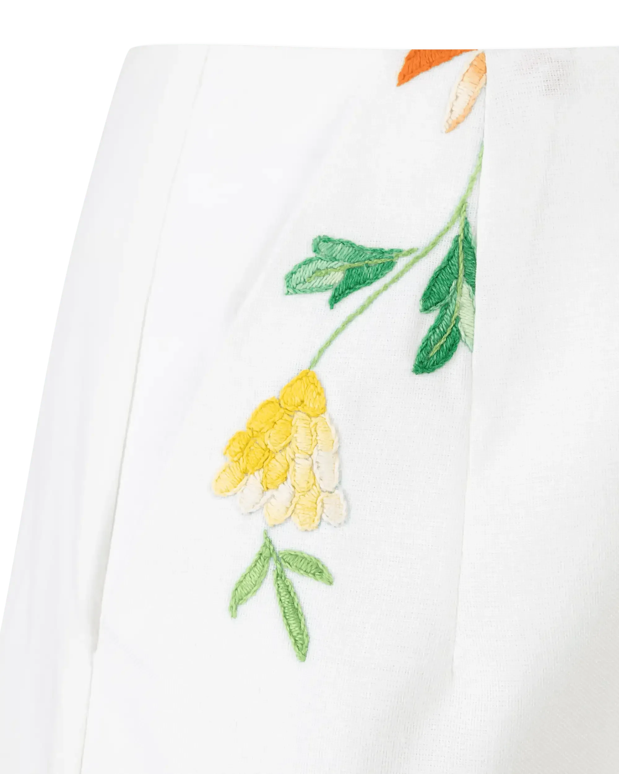 Embroidered Linen Slit Skirt - DIHSAN