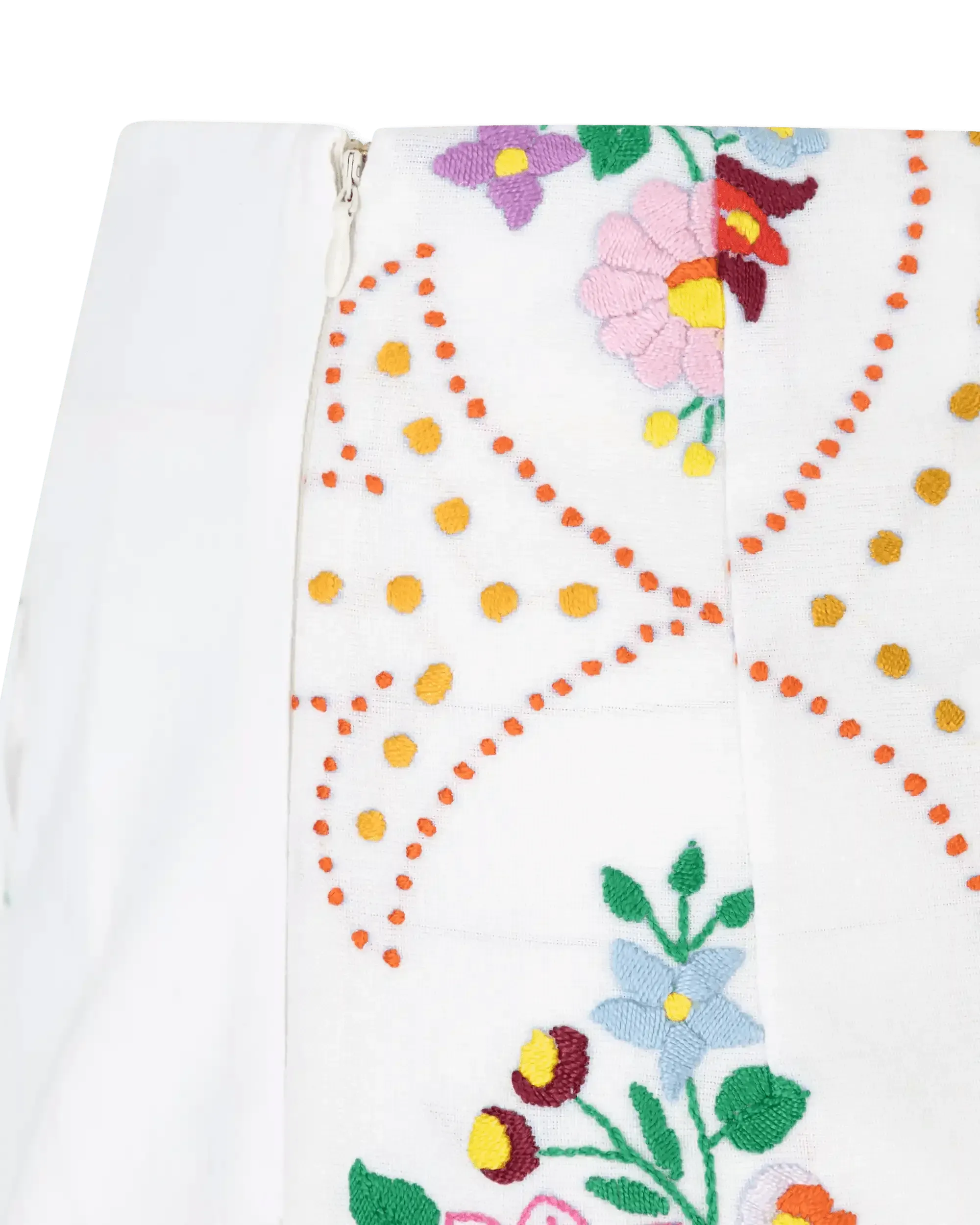 Embroidered Linen Slit Skirt - DIHSAN