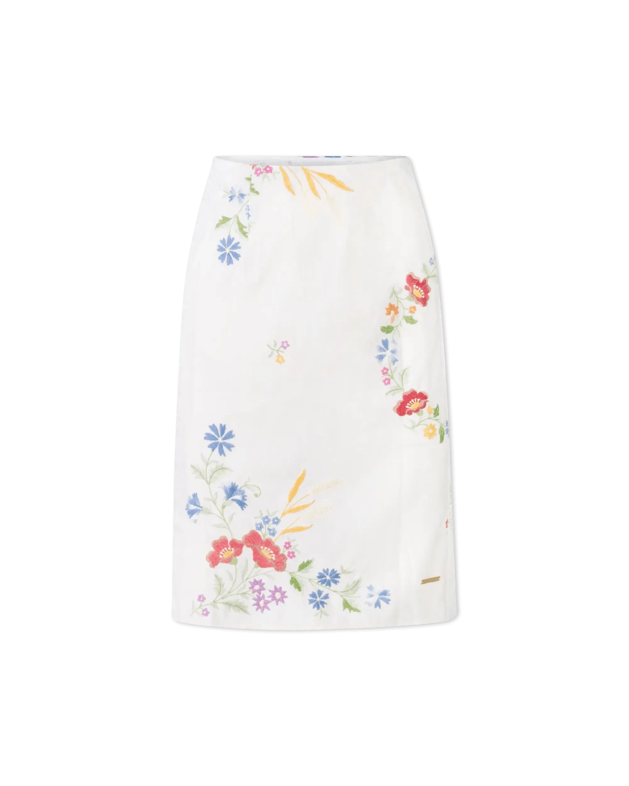 Embroidered Linen Slit Skirt - DIHSAN