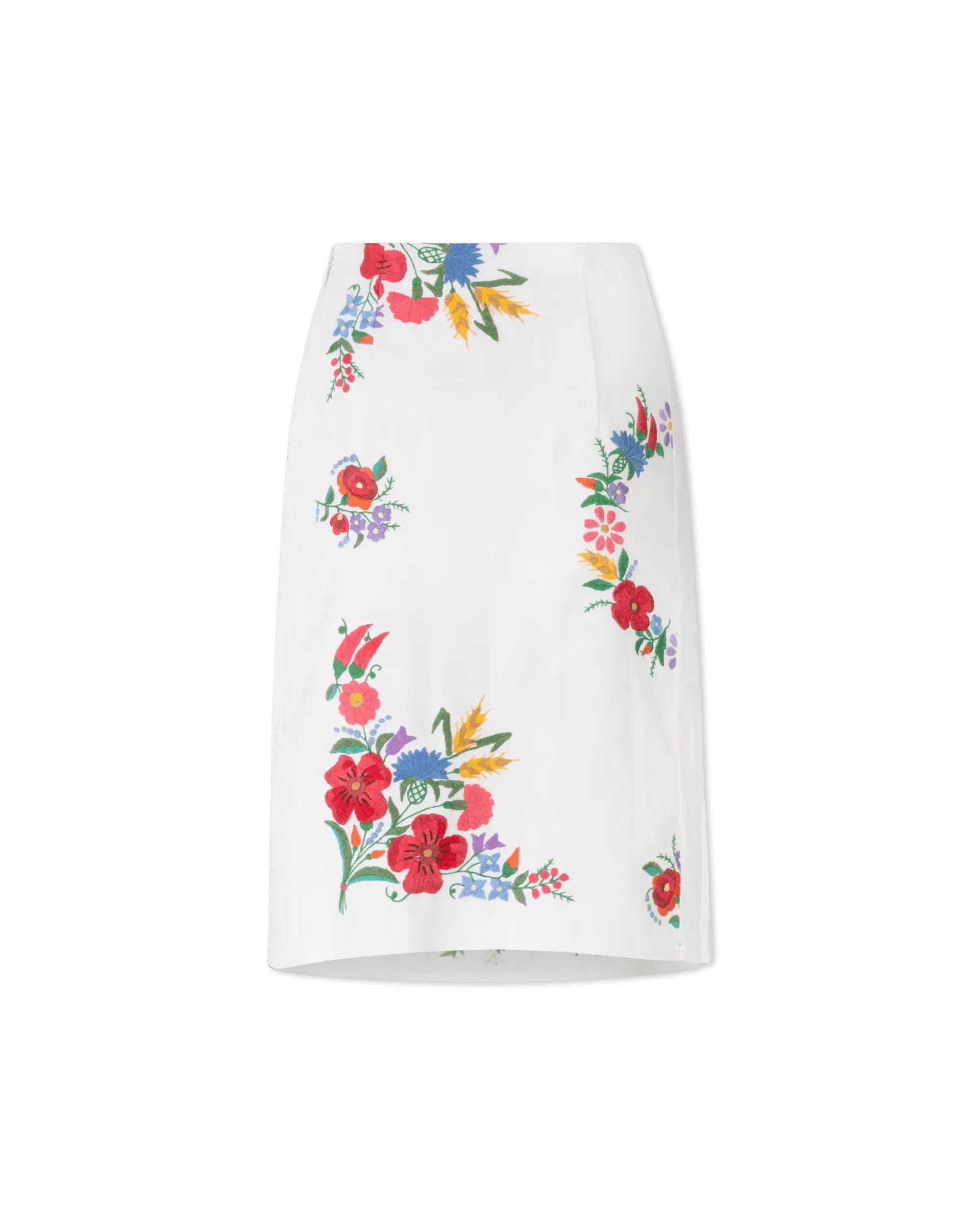 Embroidered Linen Slit Skirt - DIHSAN