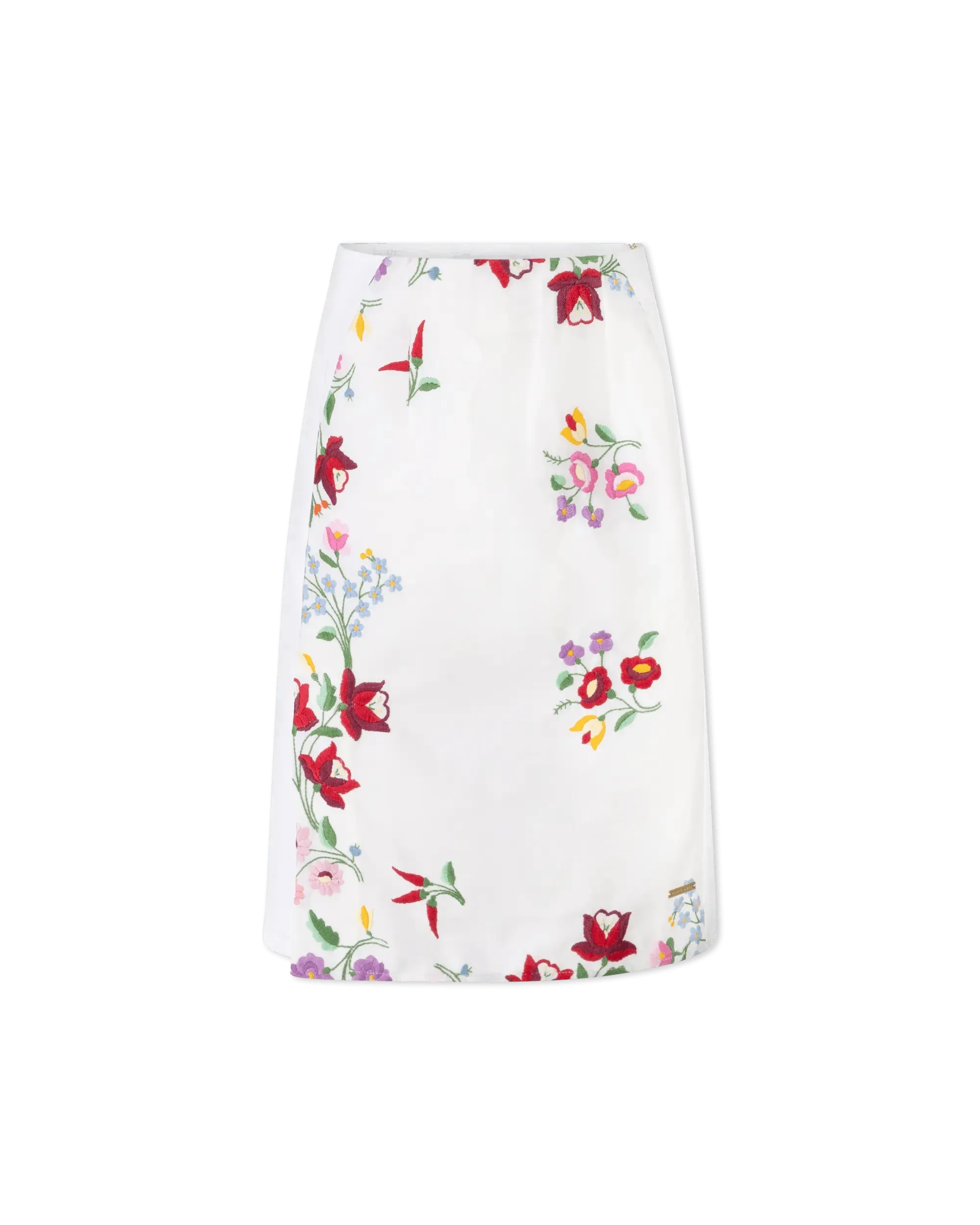 Embroidered Linen Slit Skirt - DIHSAN