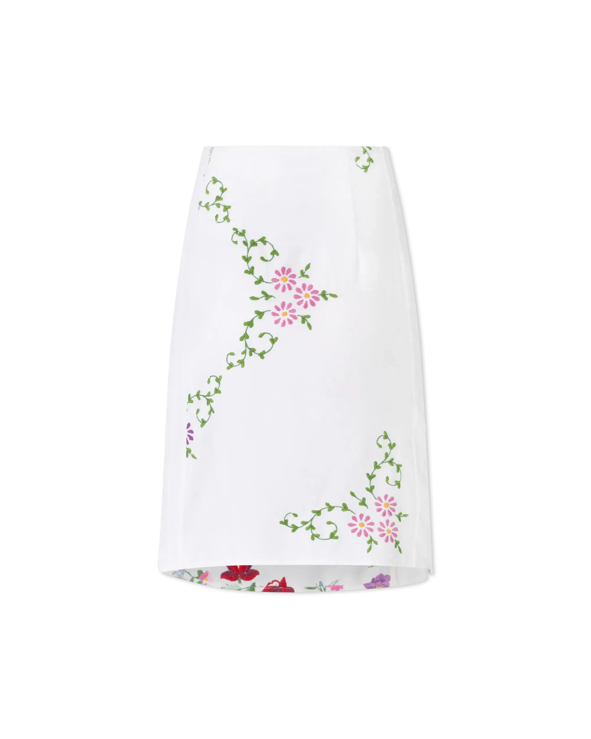 Embroidered Linen Slit Skirt - DIHSAN