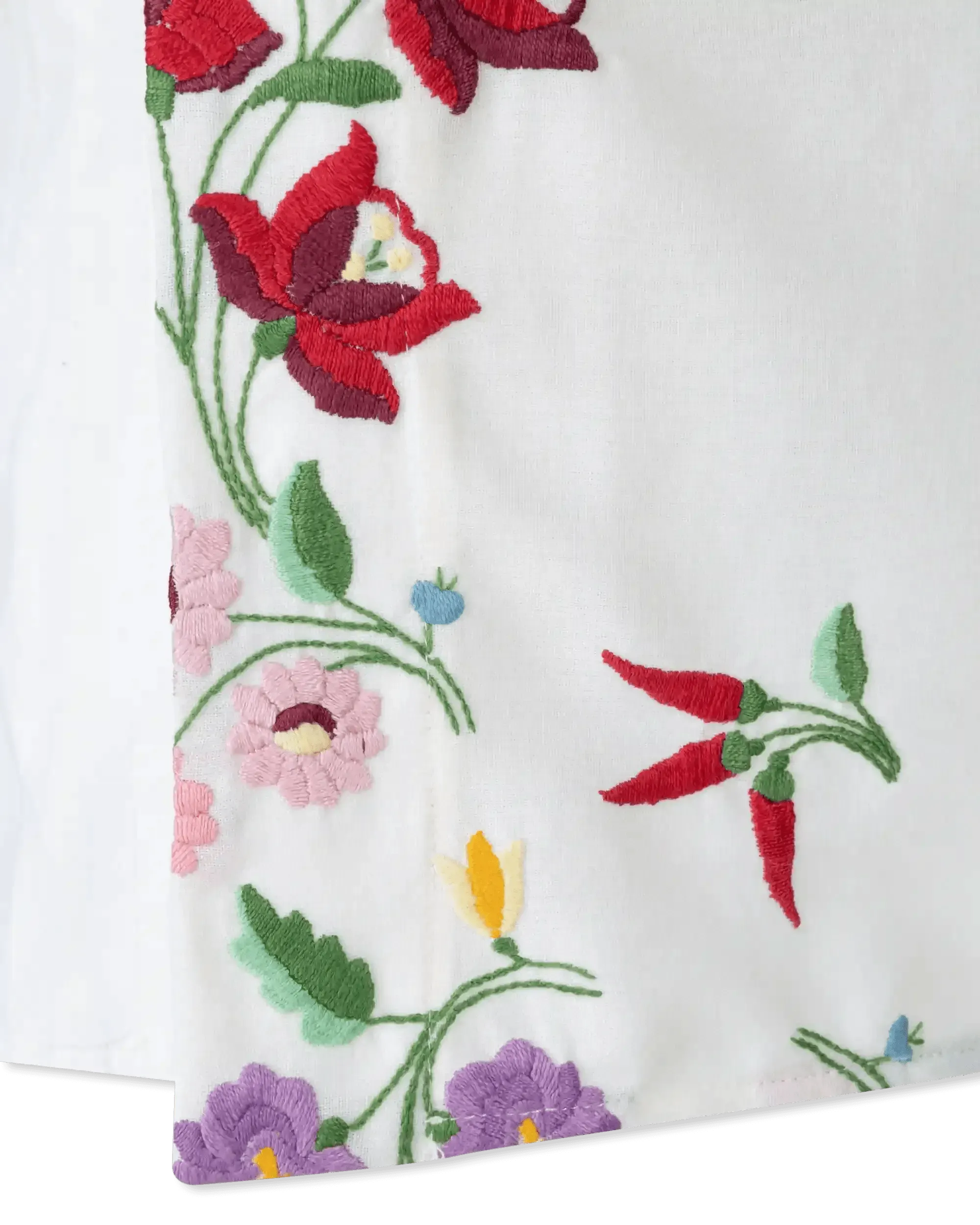Embroidered Linen Slit Skirt - DIHSAN