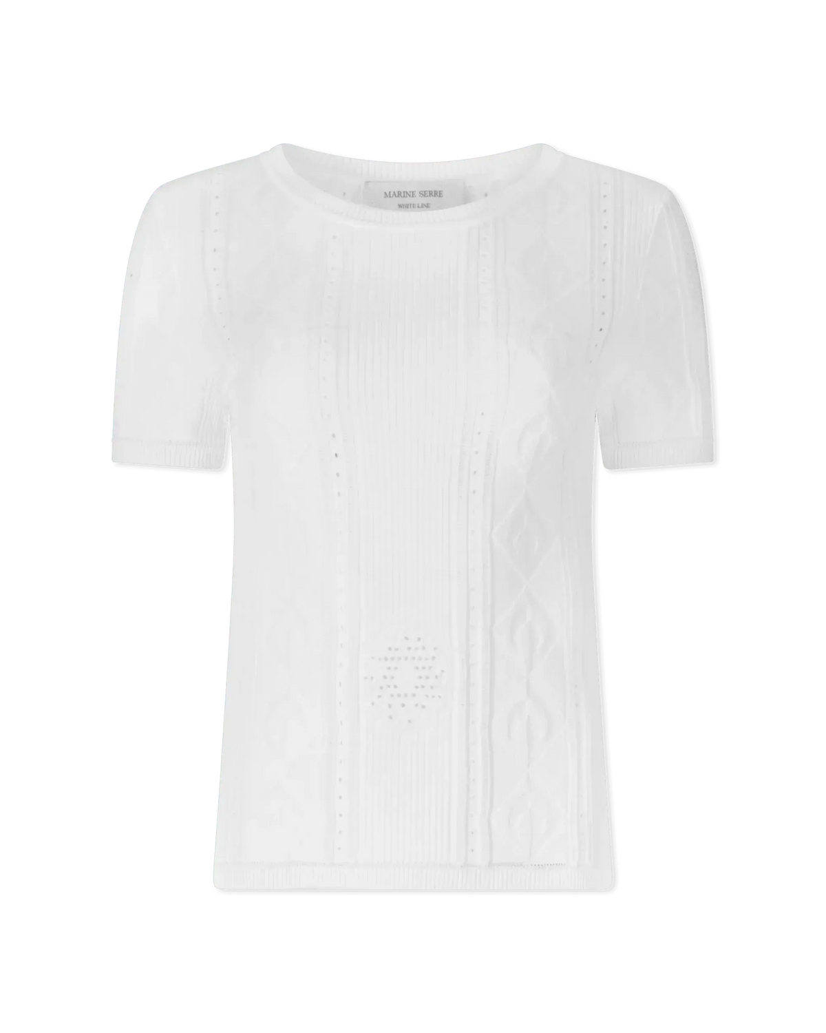 Marine Serre White Lunar Pointelle Knit Top | DIHSAN