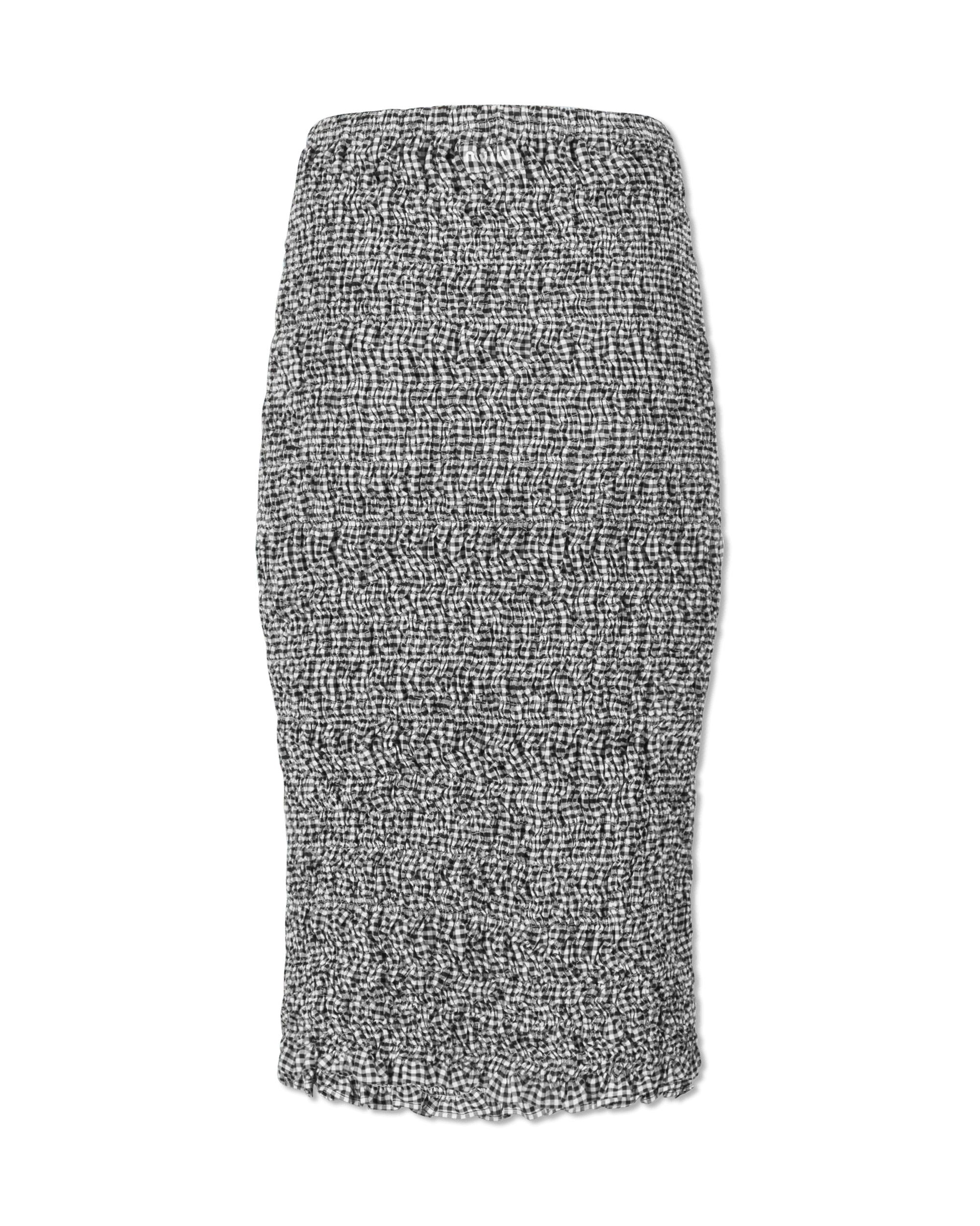 Scrunched Gingham Midi Skirt - DIHSAN