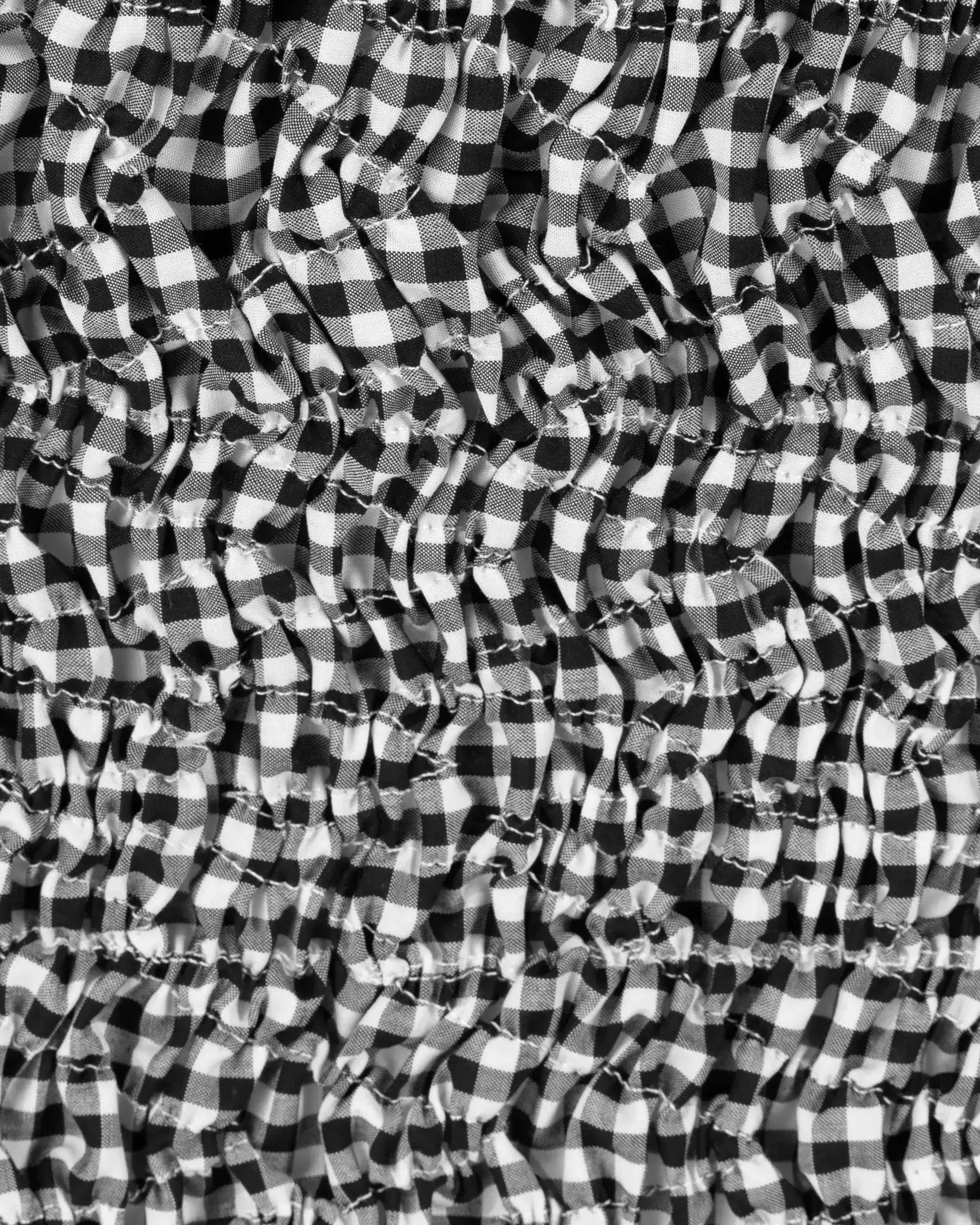 Scrunched Gingham Midi Skirt - DIHSAN