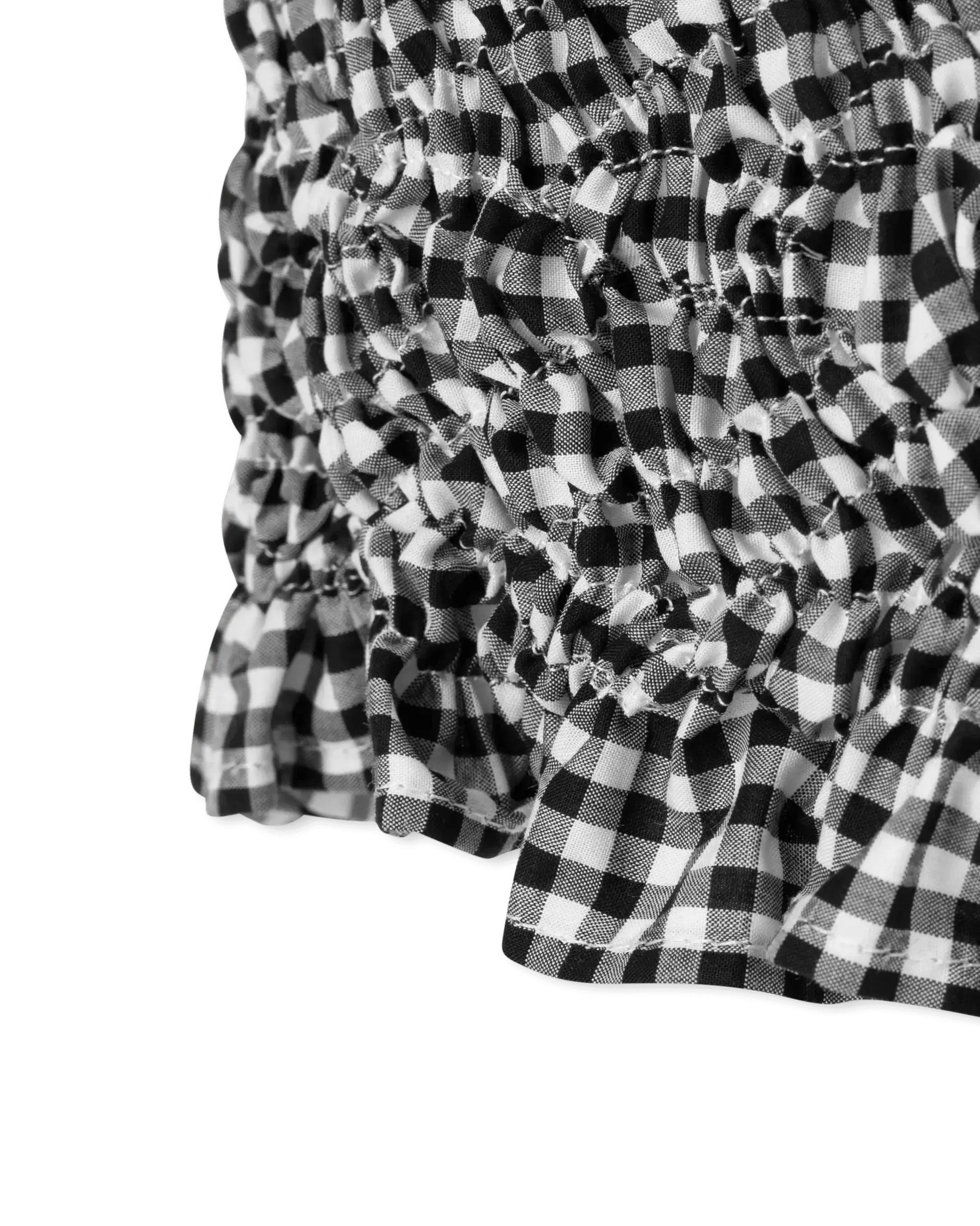 Scrunched Gingham Midi Skirt - DIHSAN