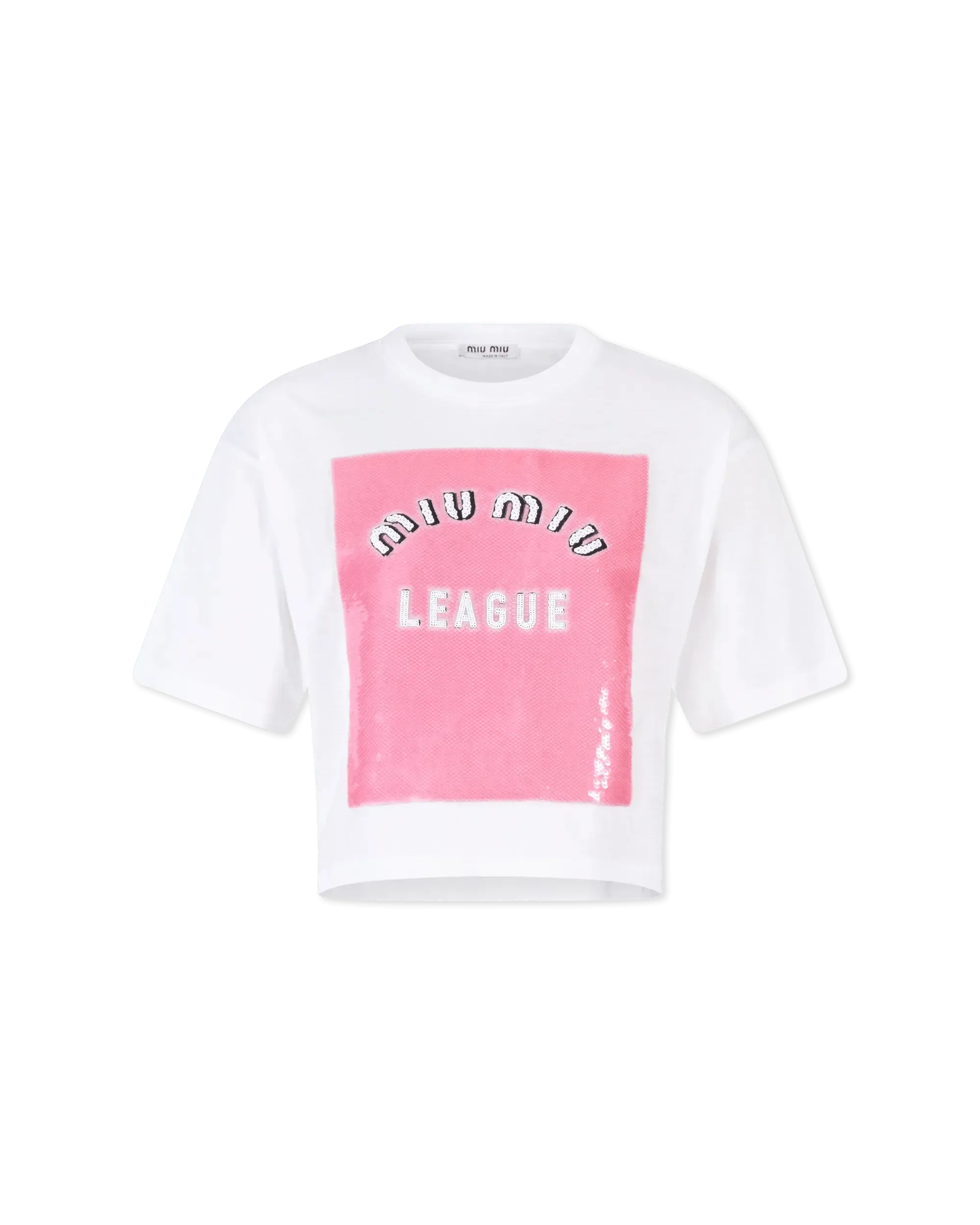 Sequinned Logo Cropped T-Shirt - DIHSAN