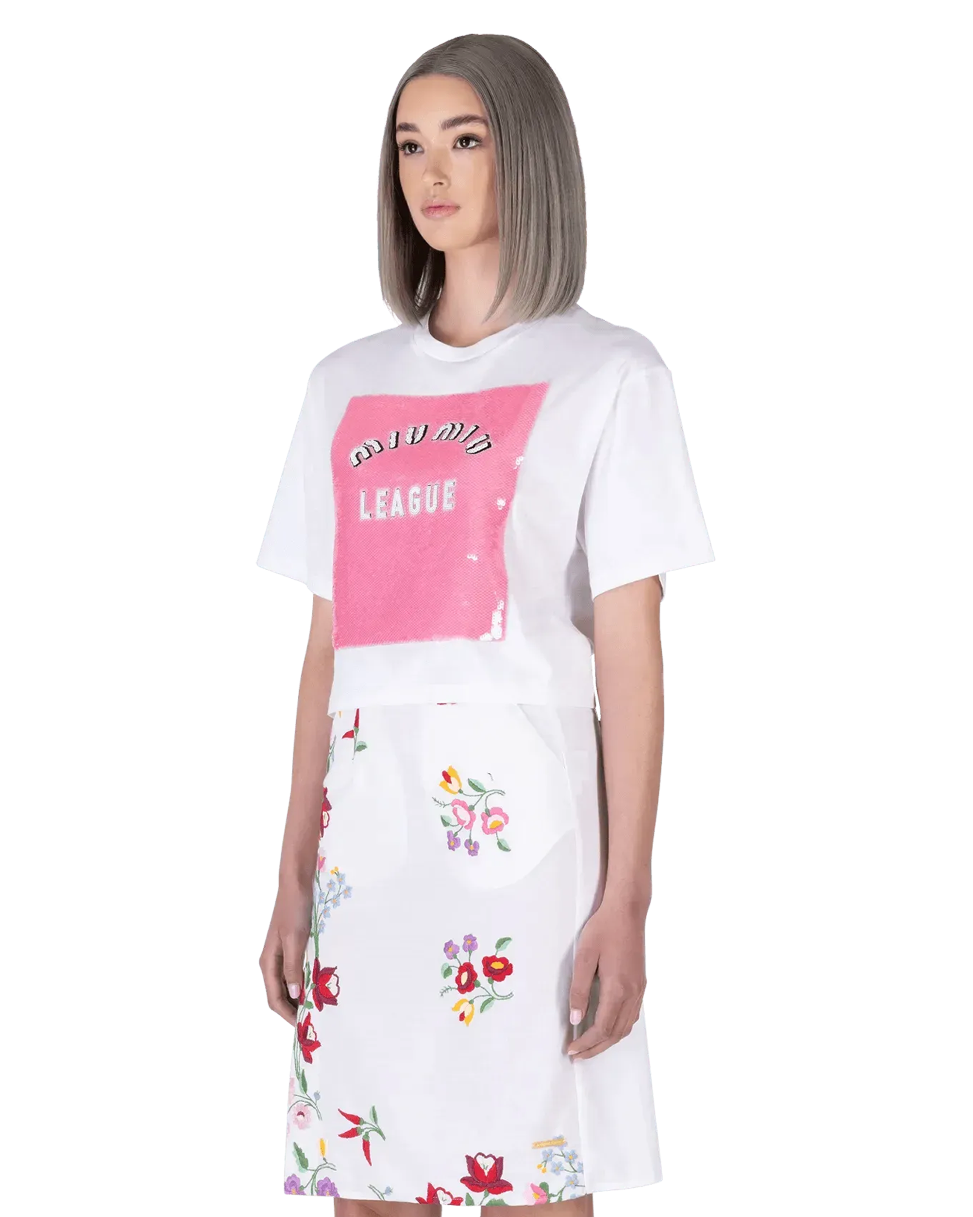 Sequinned Logo Cropped T-Shirt