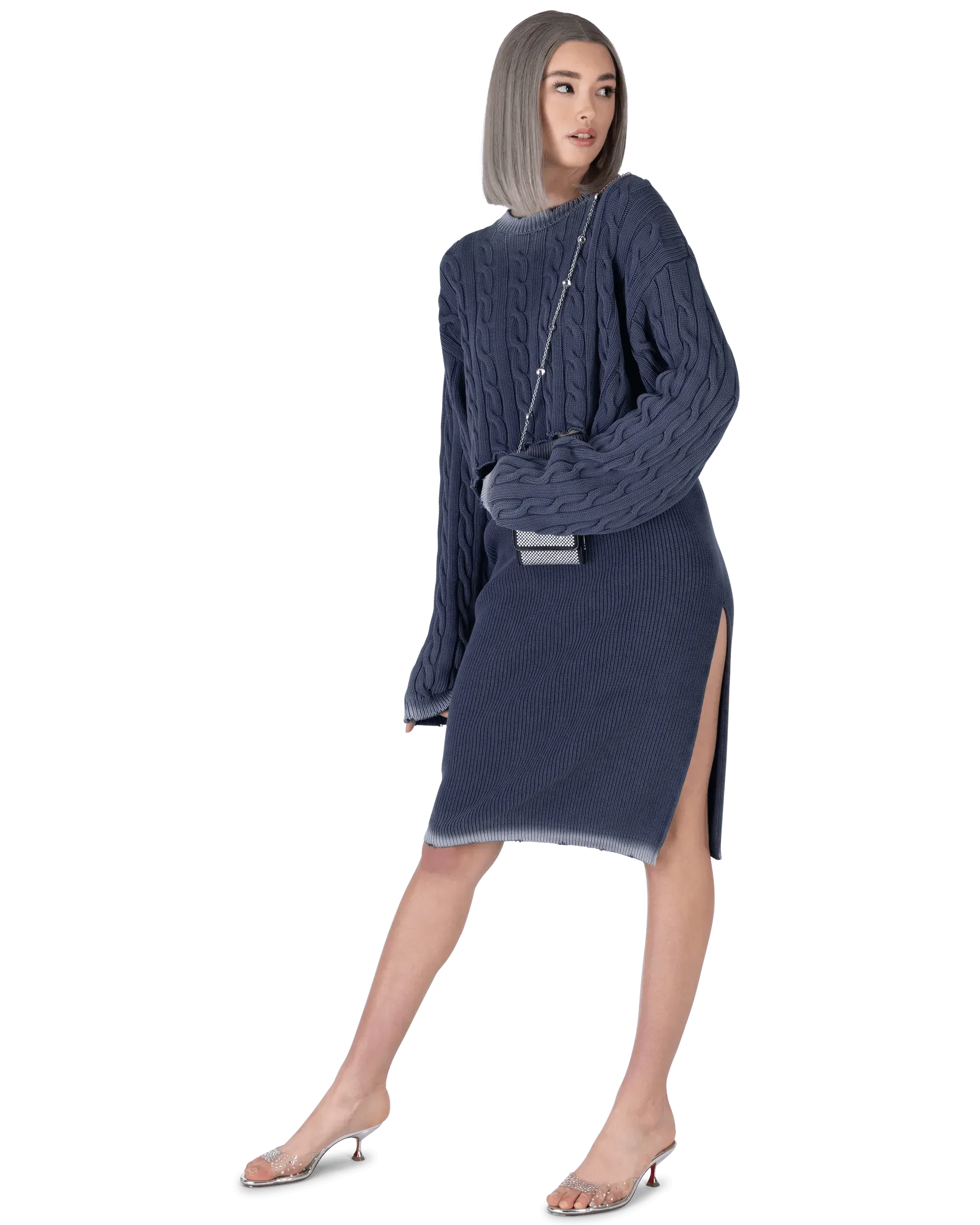 Cotton Ribbed Midi Skirt - DIHSAN