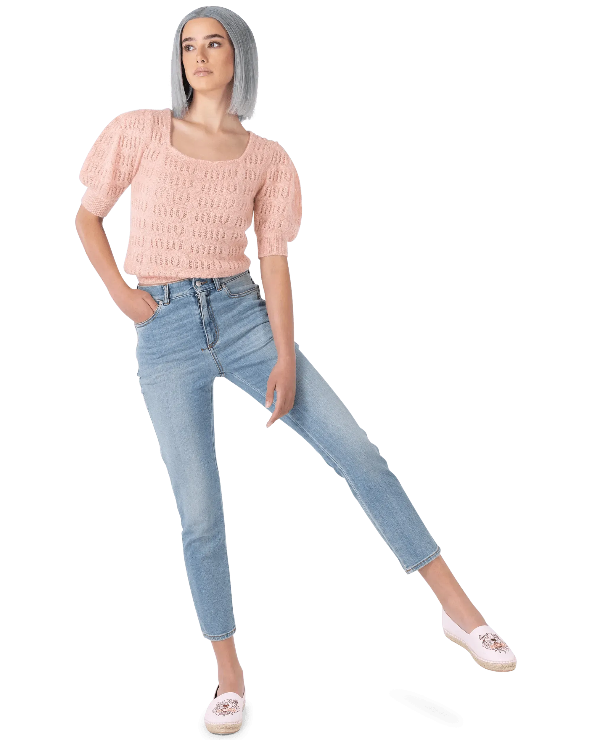 Puff Sleeve Mohair F7 Sweater - DIHSAN