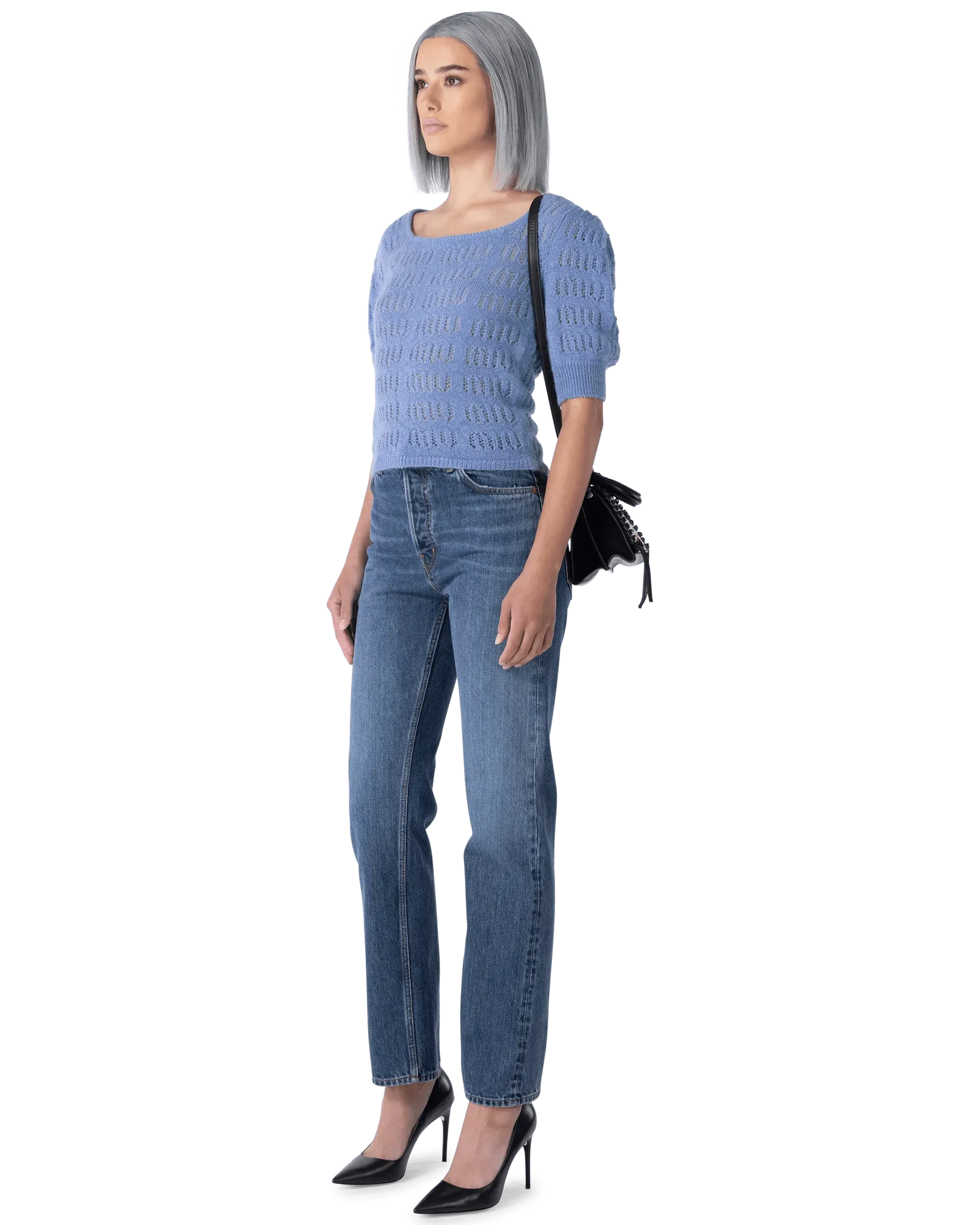 Puff Sleeve Mohair F7 Sweater - DIHSAN