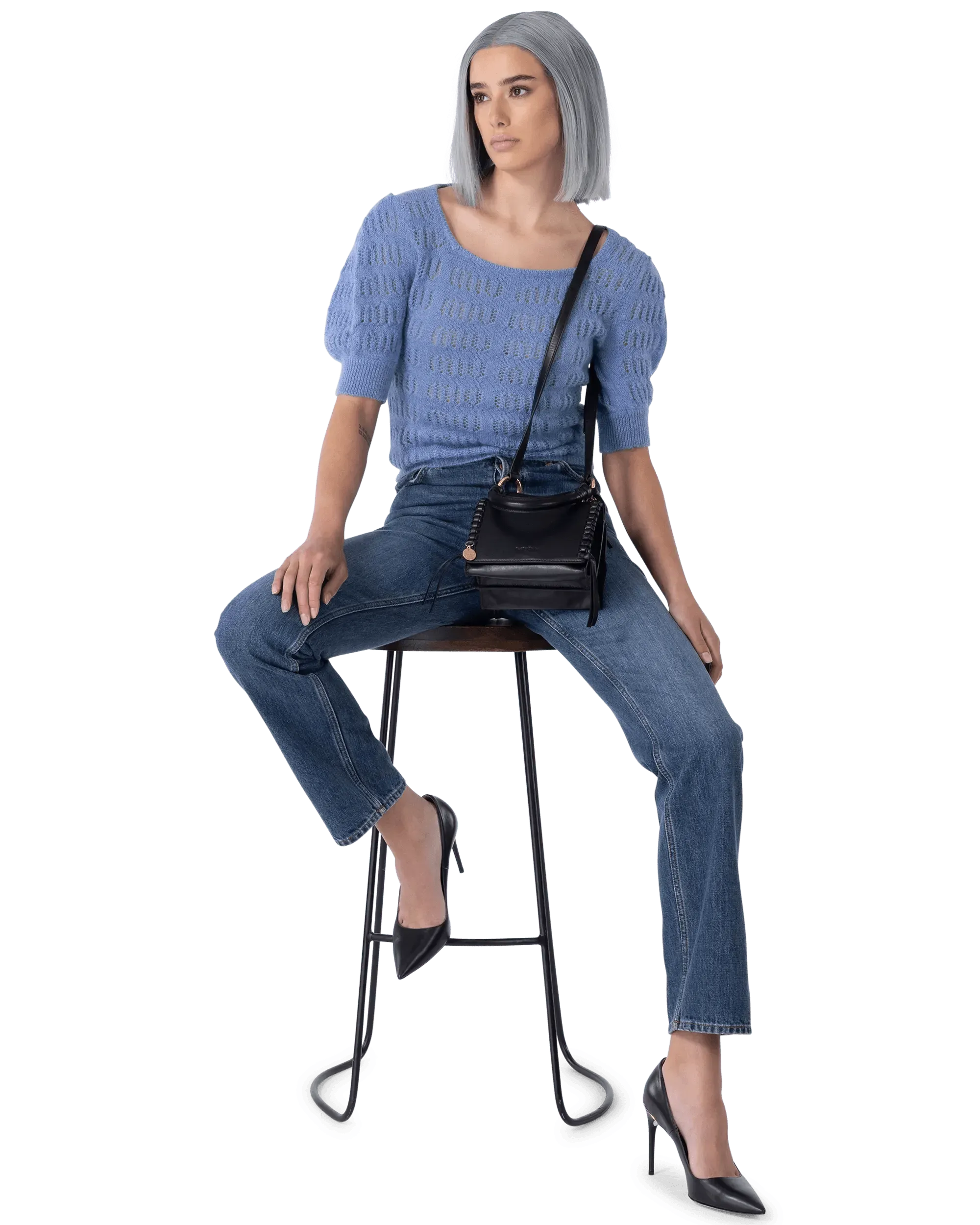 Puff Sleeve Mohair F7 Sweater - DIHSAN