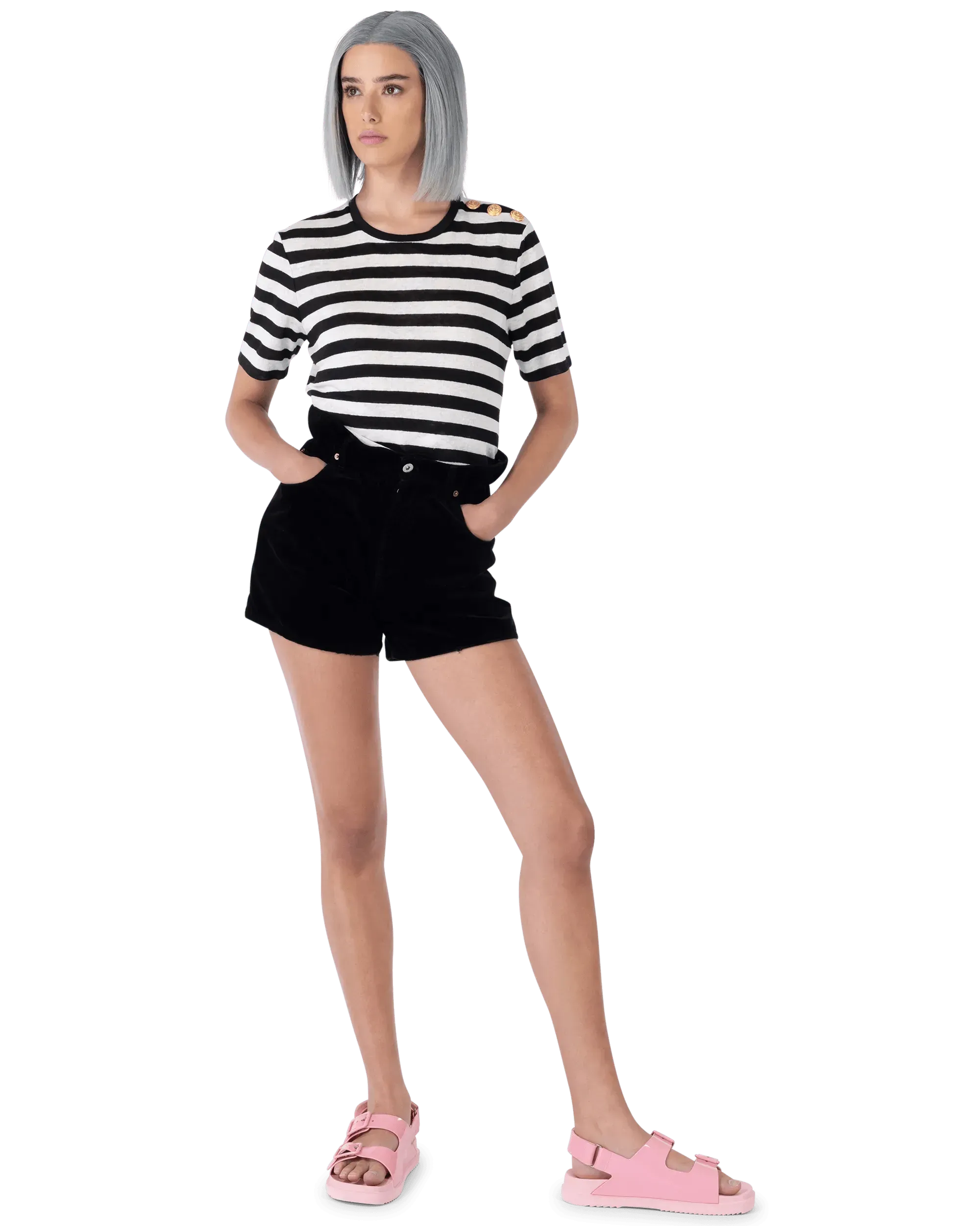 Paperbag Waist Velvet Shorts - DIHSAN