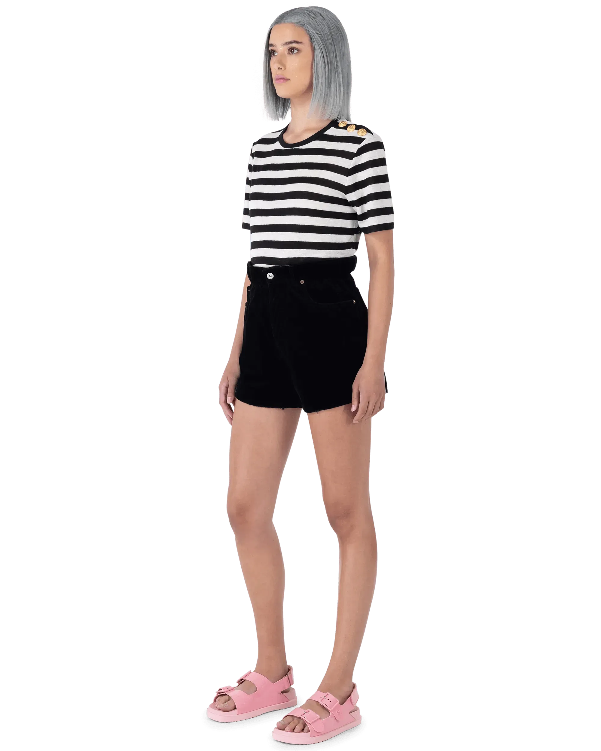 Paperbag Waist Velvet Shorts - DIHSAN