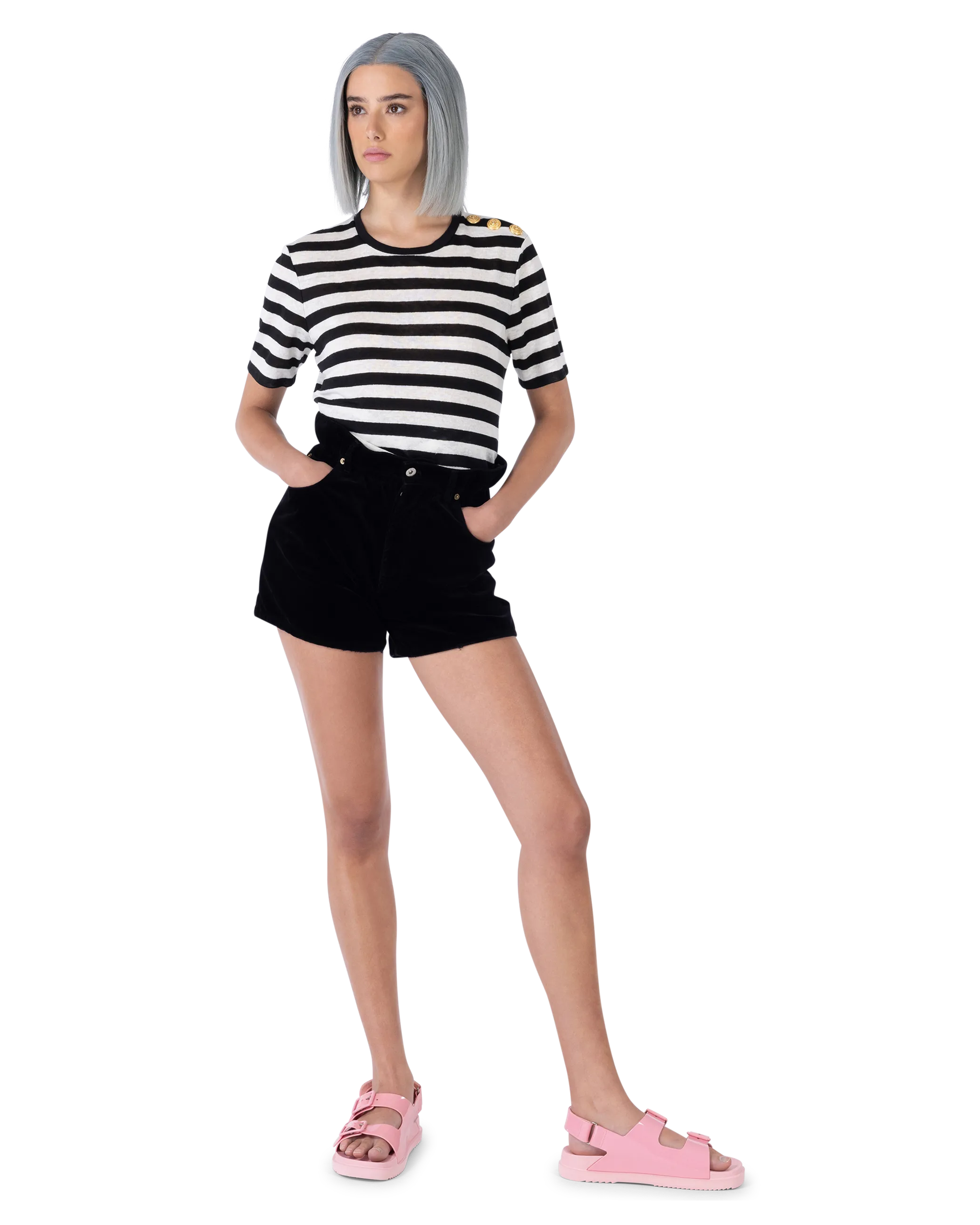 Paperbag Waist Velvet Shorts