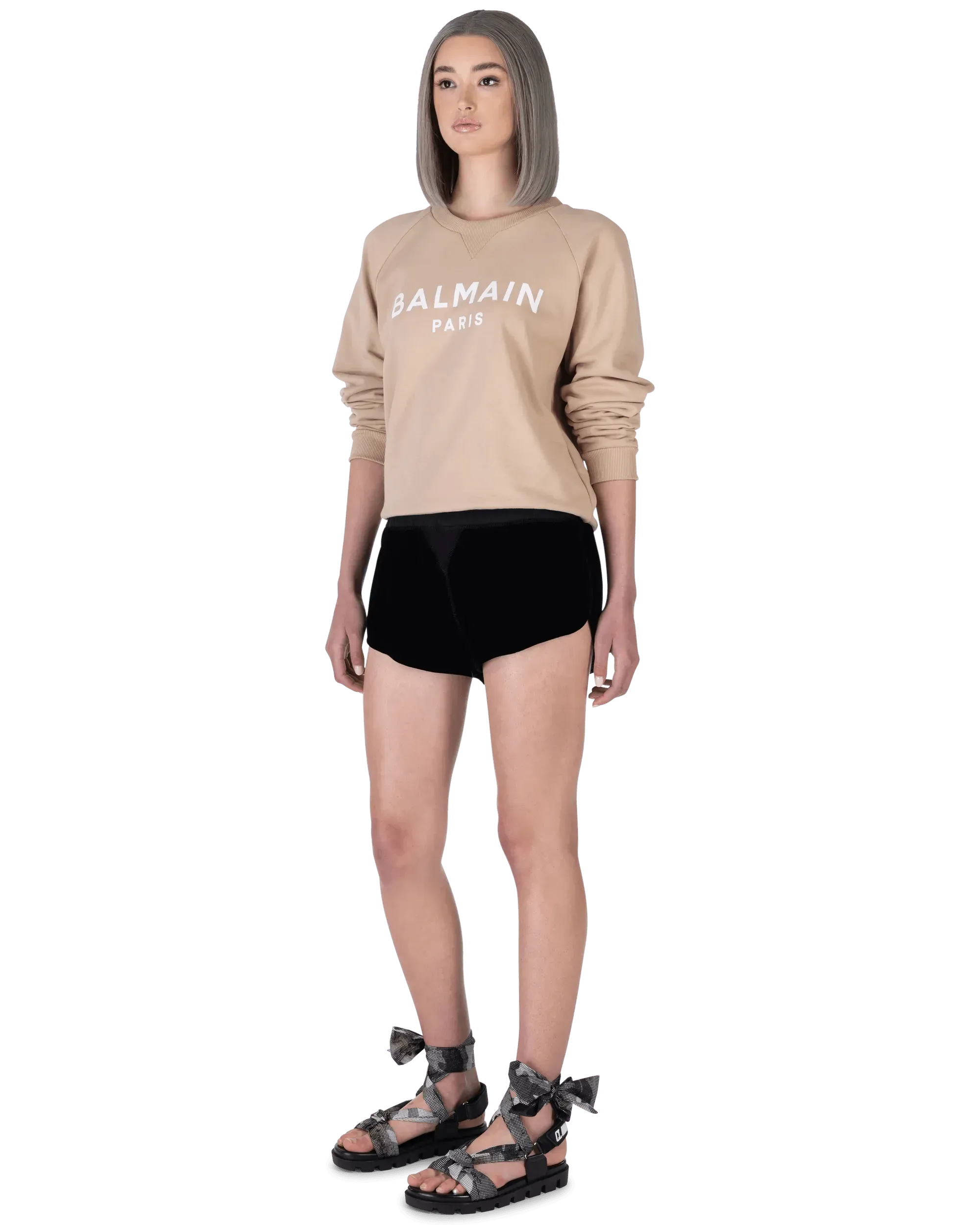 Embroidered Velvet Short Shorts - DIHSAN