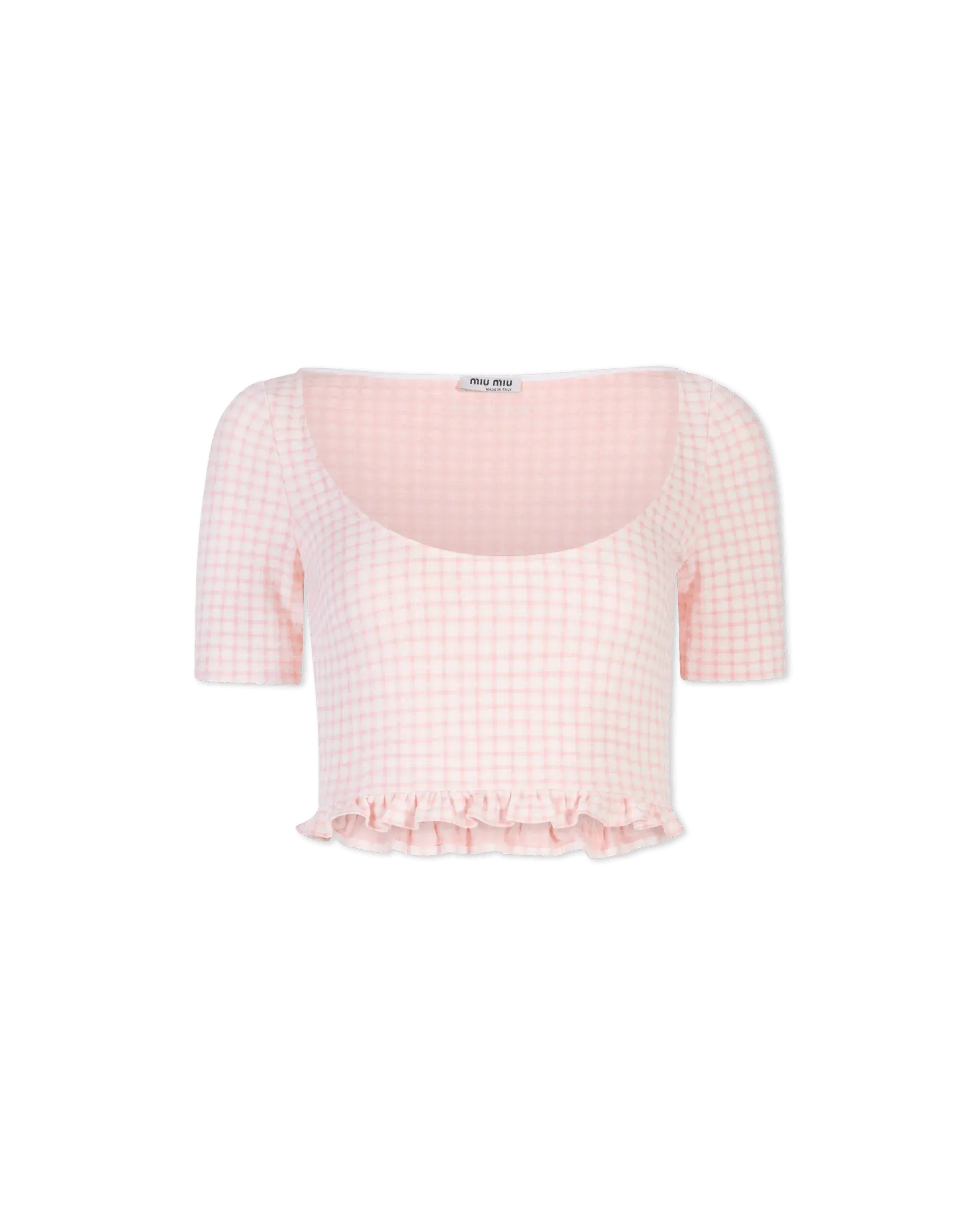 Cropped Check Blouse - DIHSAN