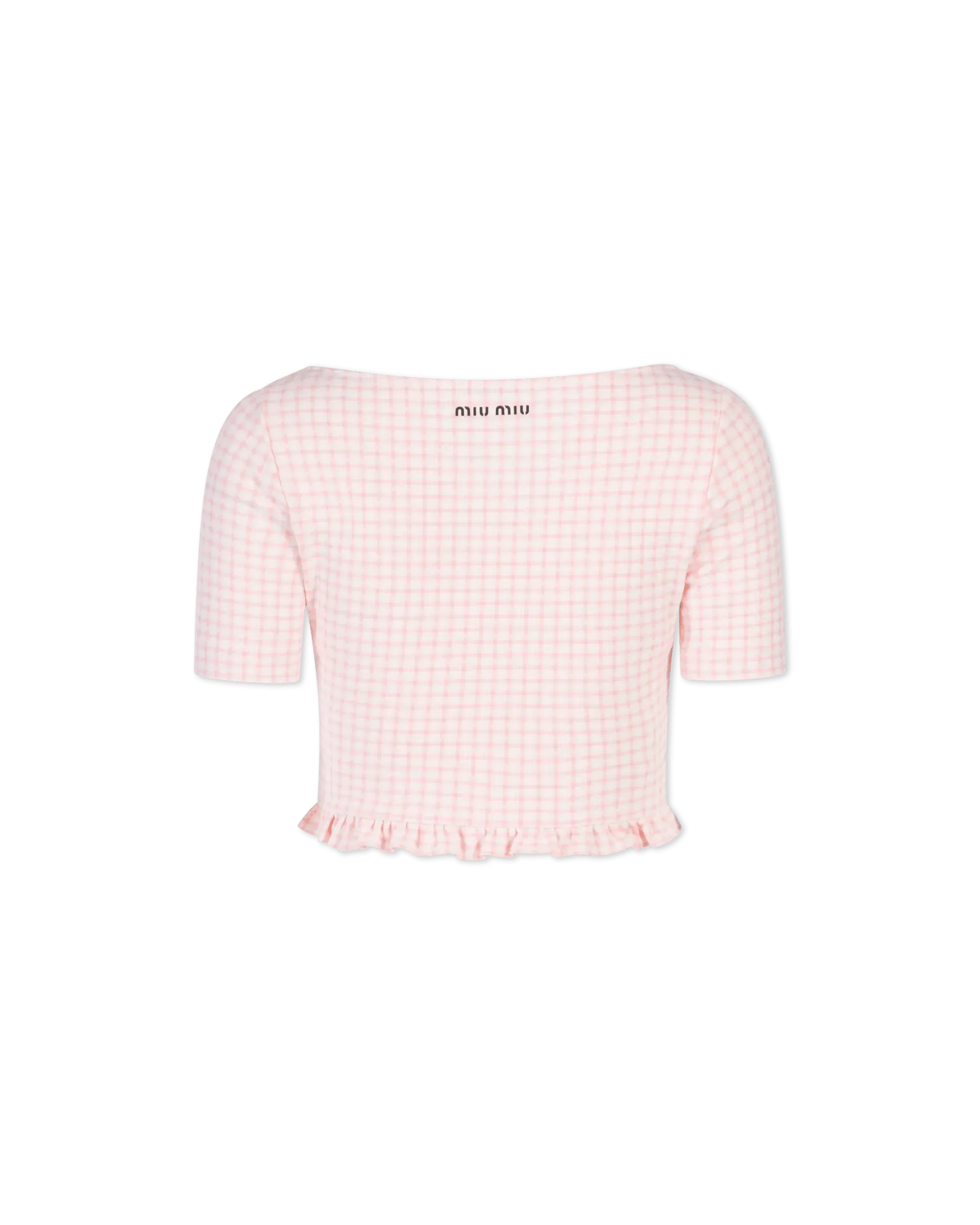 Cropped Check Blouse - DIHSAN
