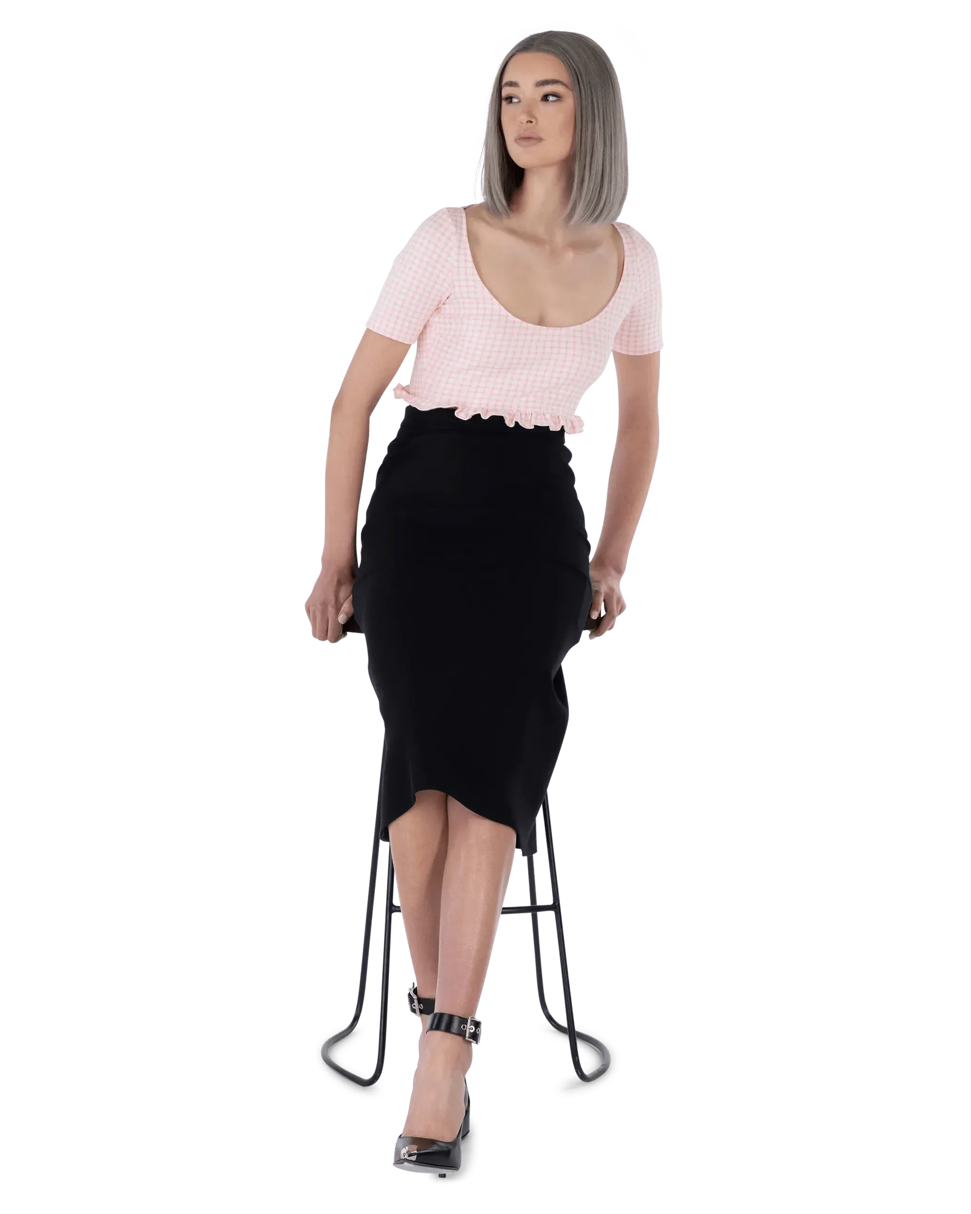 Crop Top Checkered Blouse