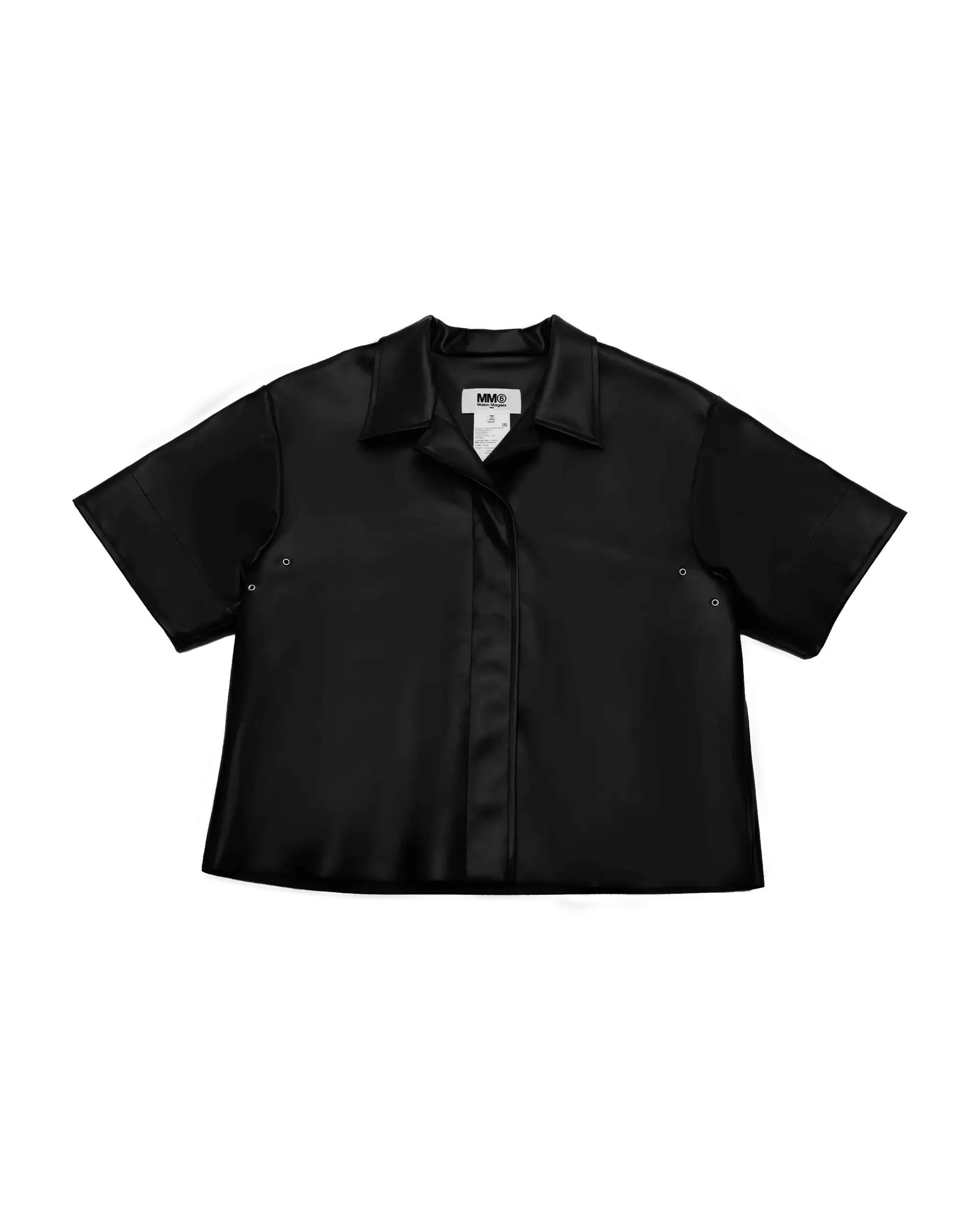 Faux Leather Boxy Shirt - DIHSAN