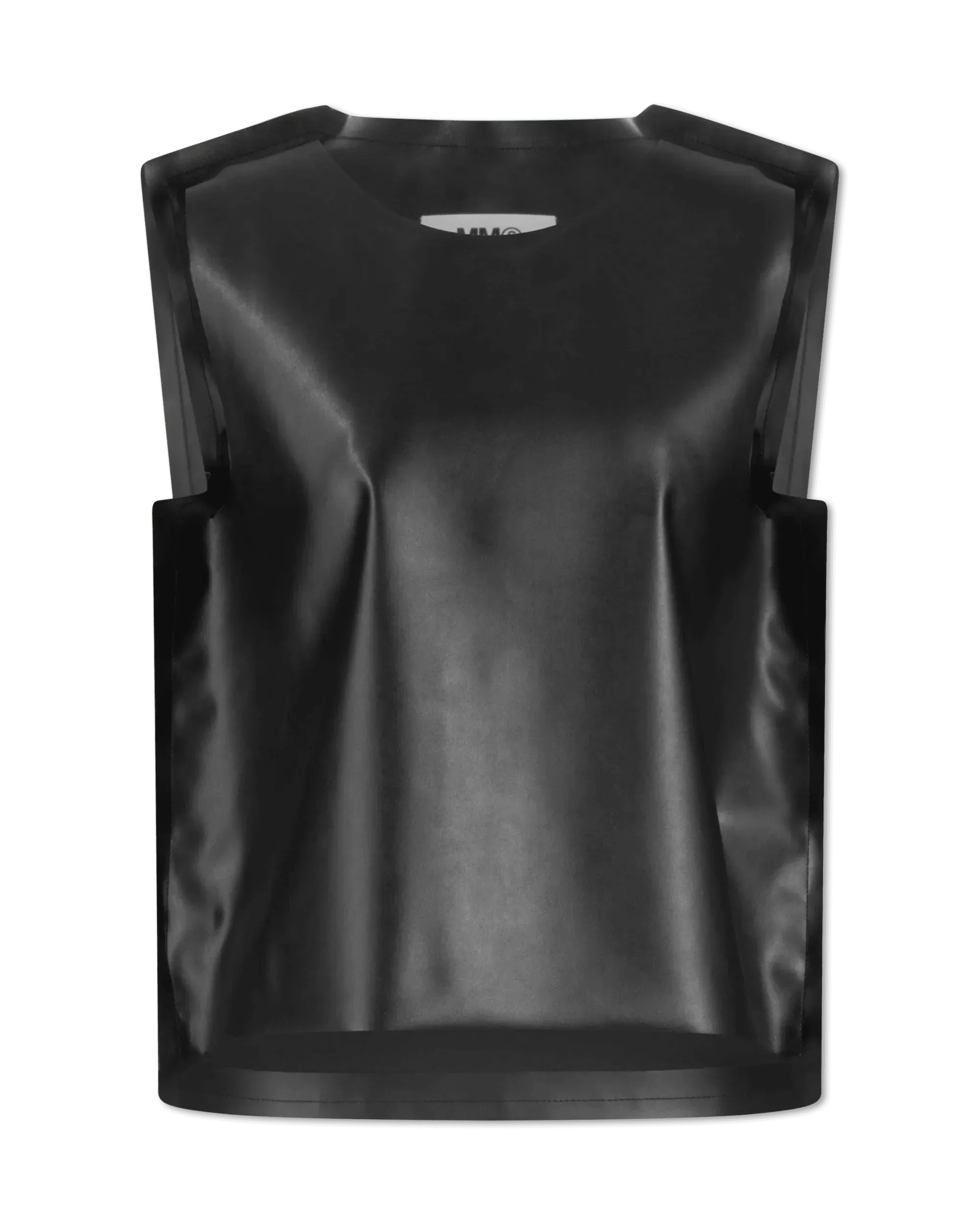 Sleeveless Faux Leather Boxy Top - DIHSAN