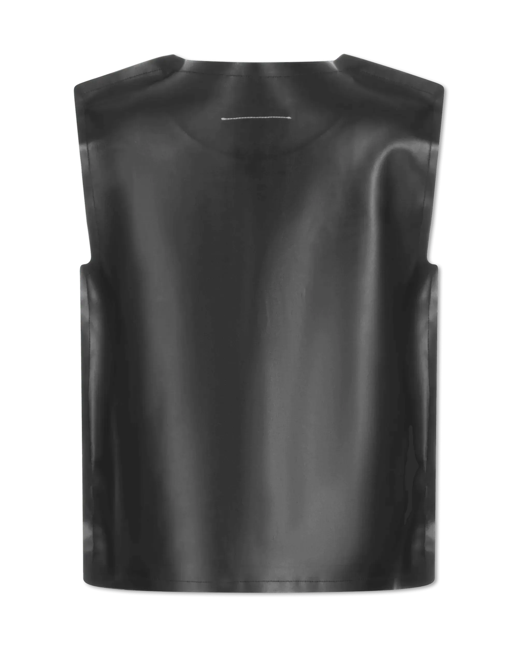 Sleeveless Faux Leather Boxy Top - DIHSAN