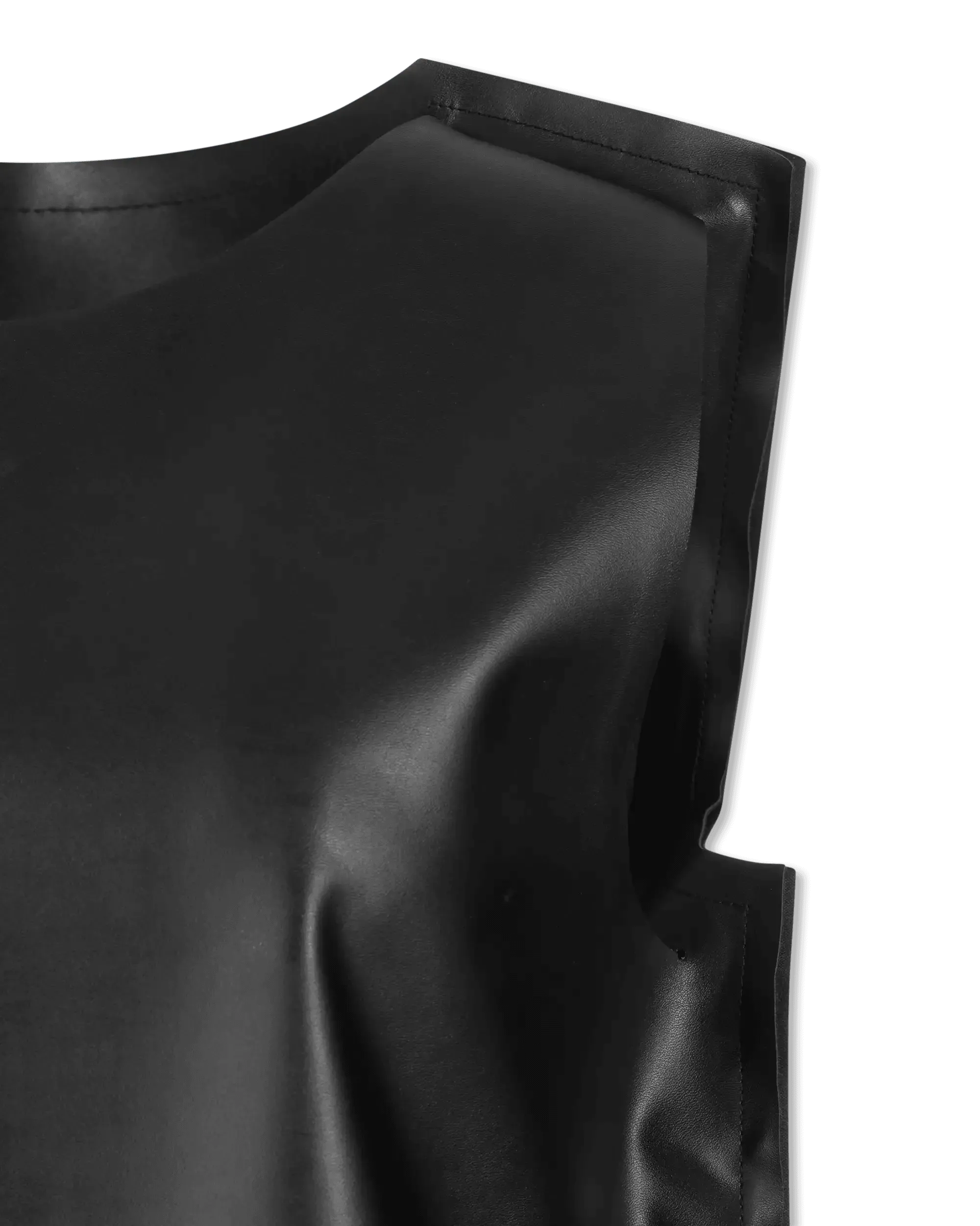 Sleeveless Faux Leather Boxy Top - DIHSAN