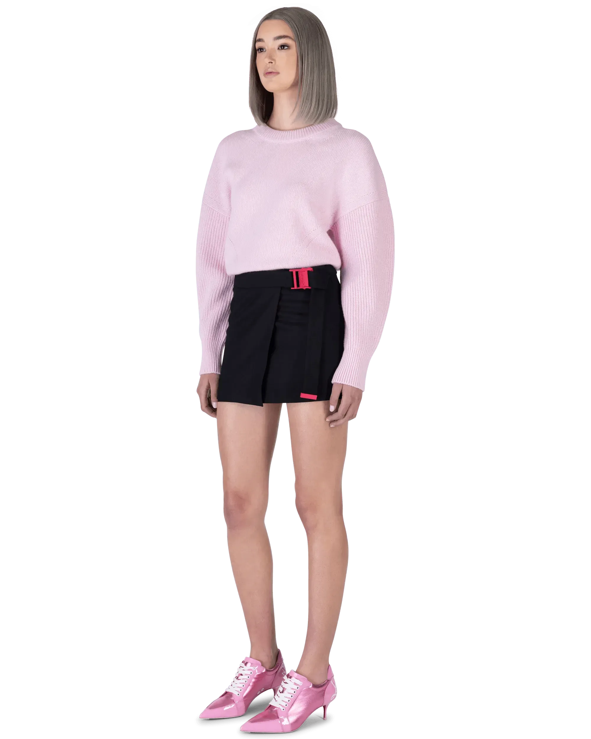 Asymmetric Belted Mini Skirt - DIHSAN