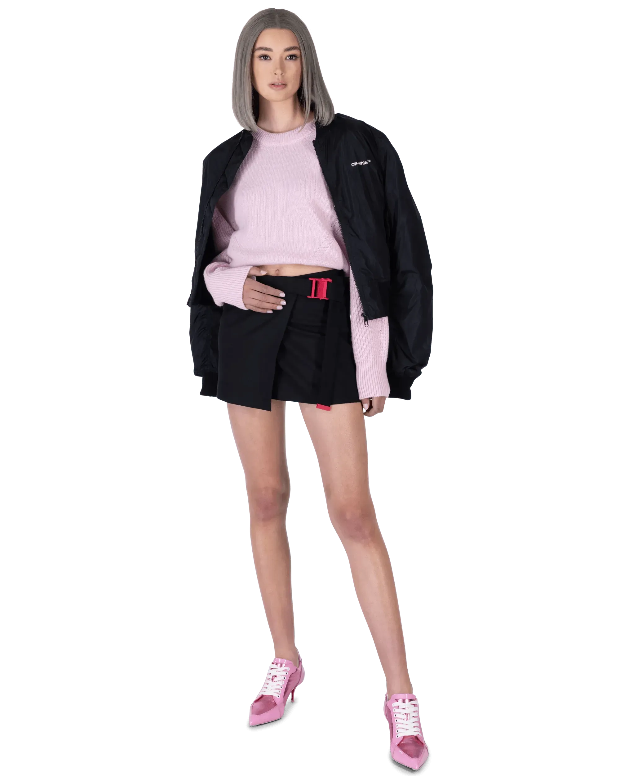 Asymmetric Belted Mini Skirt - DIHSAN