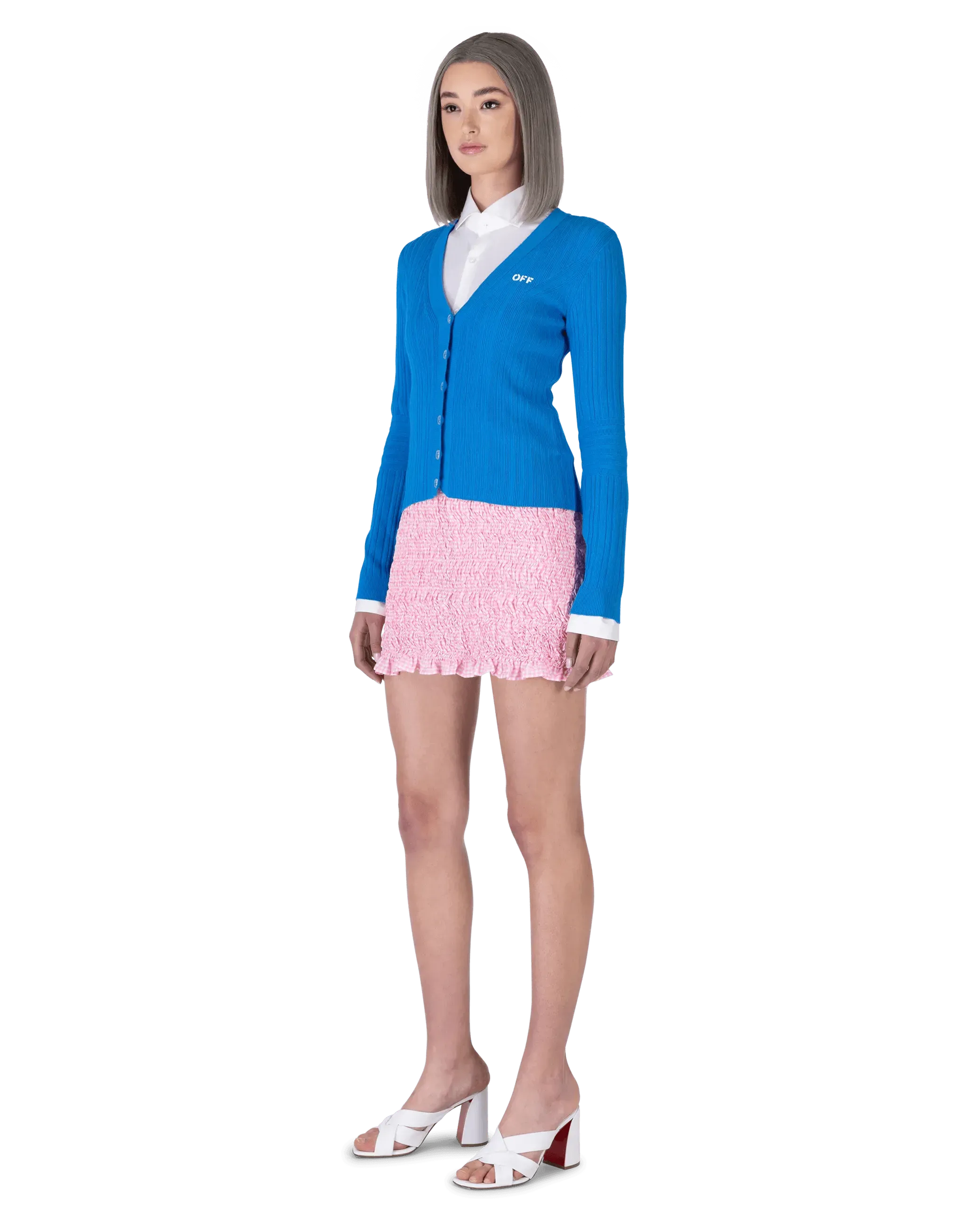 Logo-Stamped Ribbed Knit Cardigan