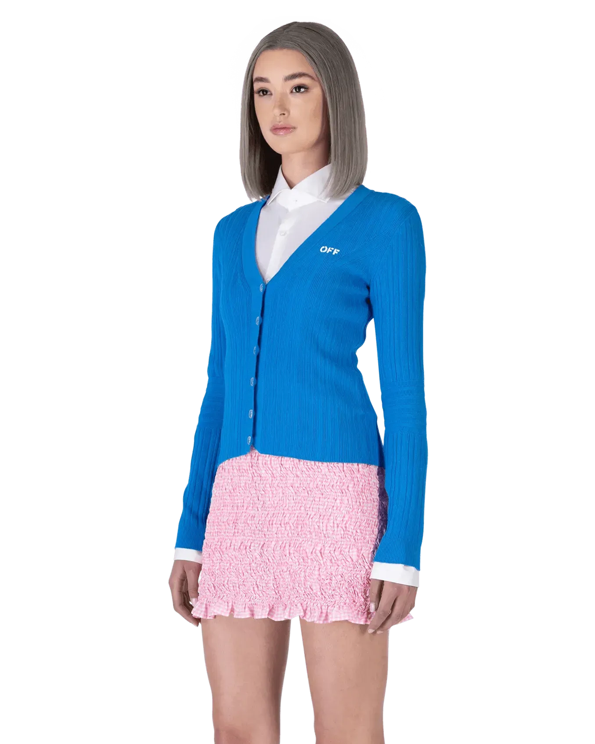 Logo-Stamped Ribbed Knit Cardigan