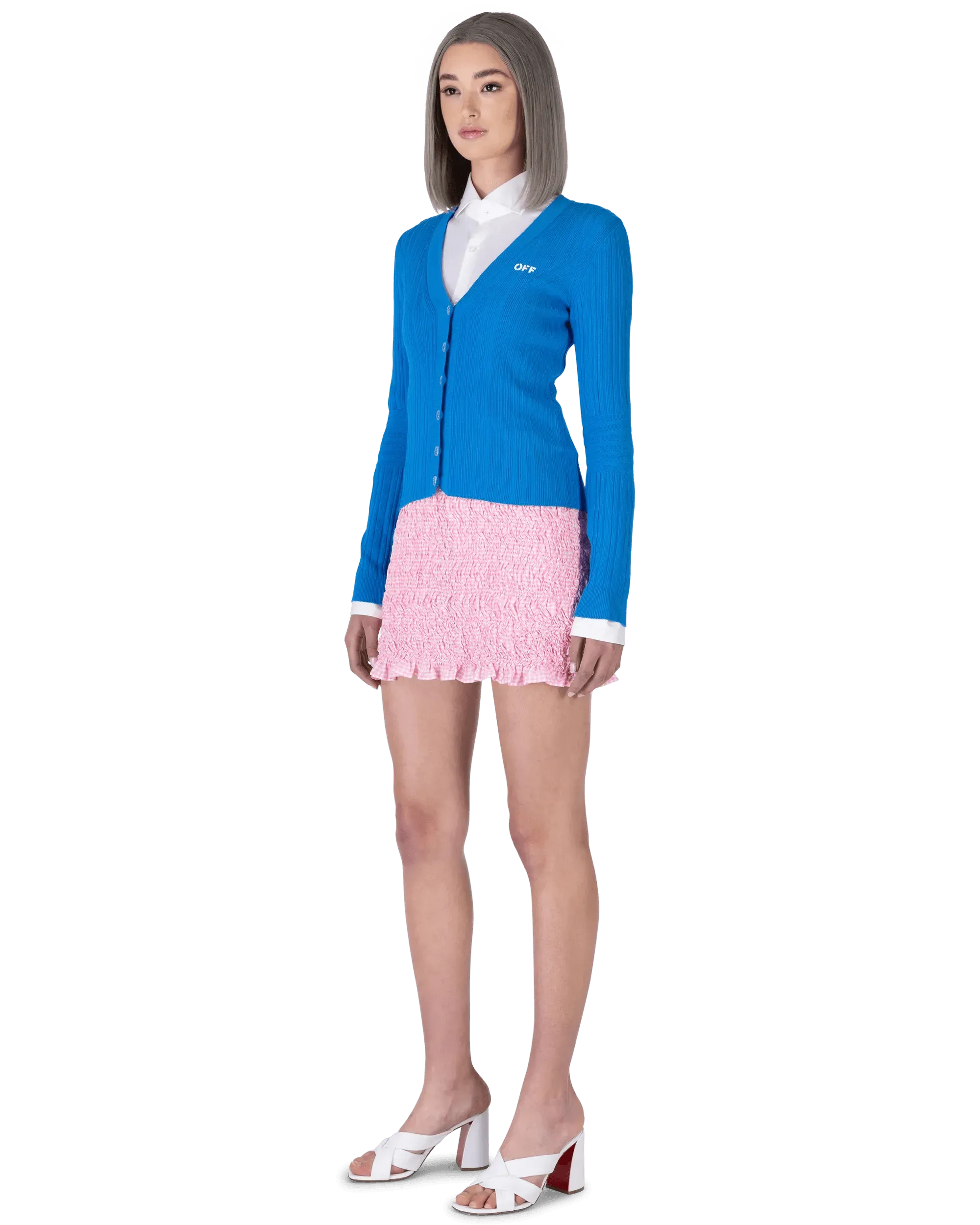 Logo-Stamped Ribbed Knit Cardigan - DIHSAN