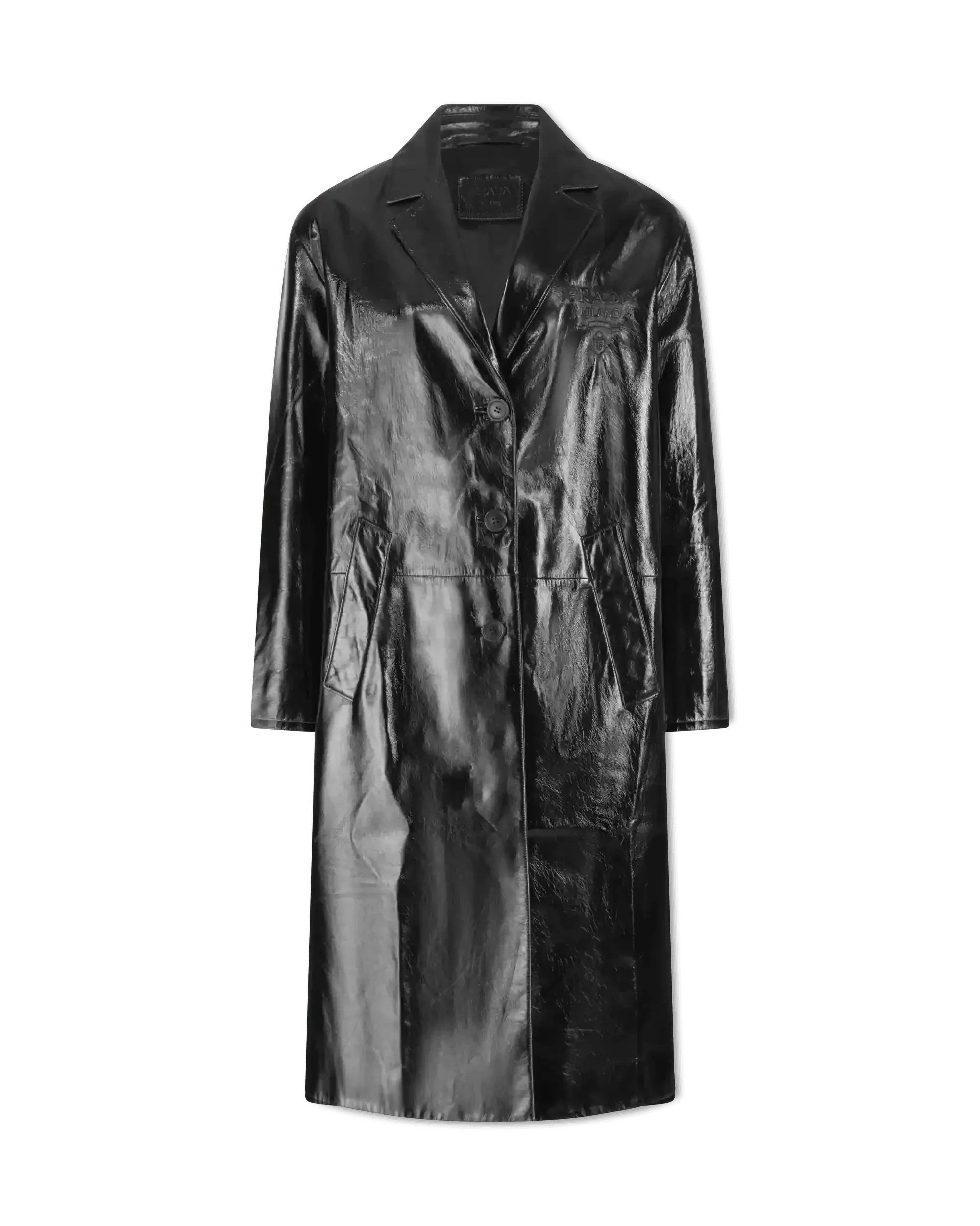 Relaxed Fit Patent Leather Coat - DIHSAN