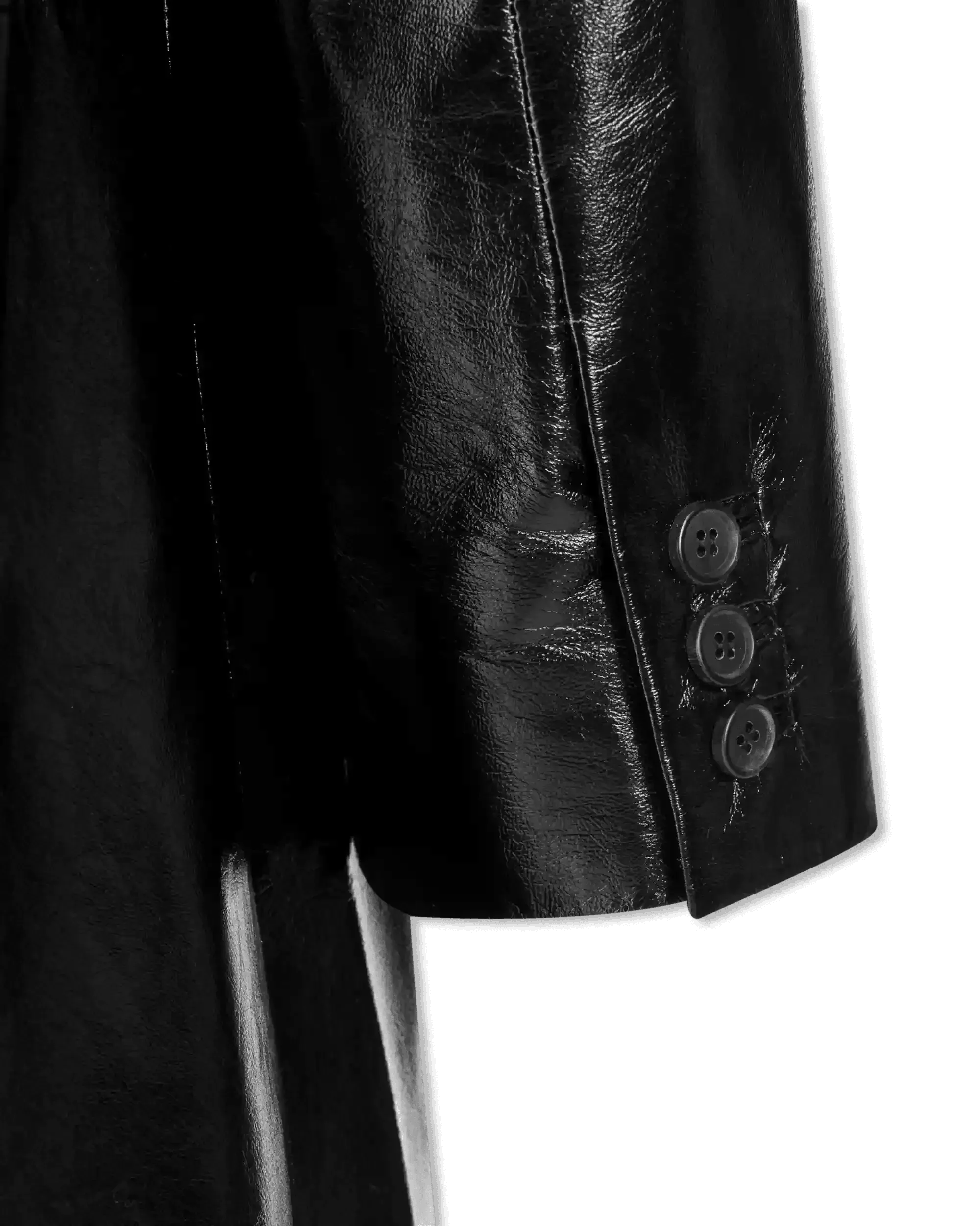 Relaxed Fit Patent Leather Coat - DIHSAN