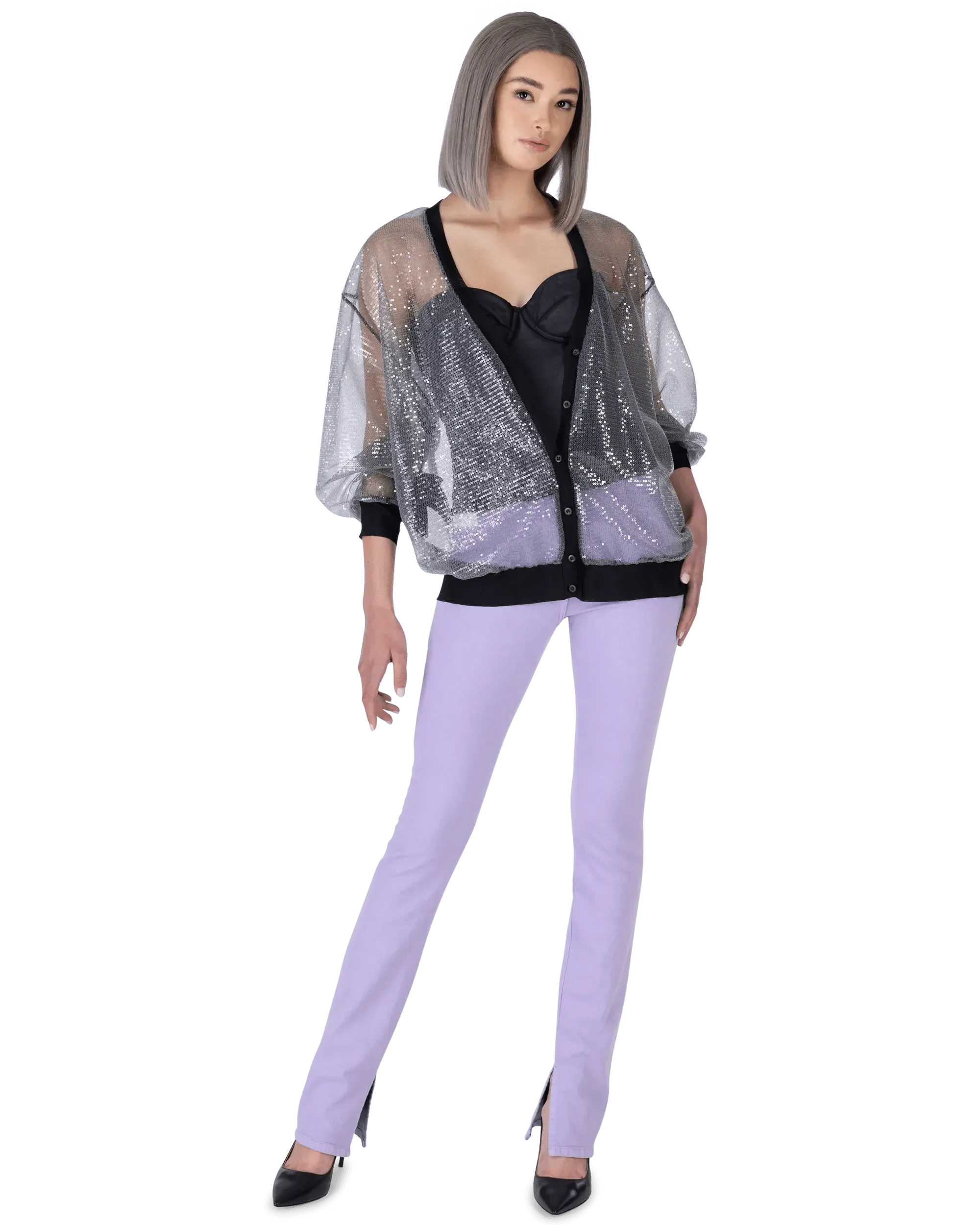 Sheer Sequined Cardigan - DIHSAN