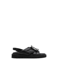 Viv Winter Puffy Strass Buckle Sandals - DIHSAN