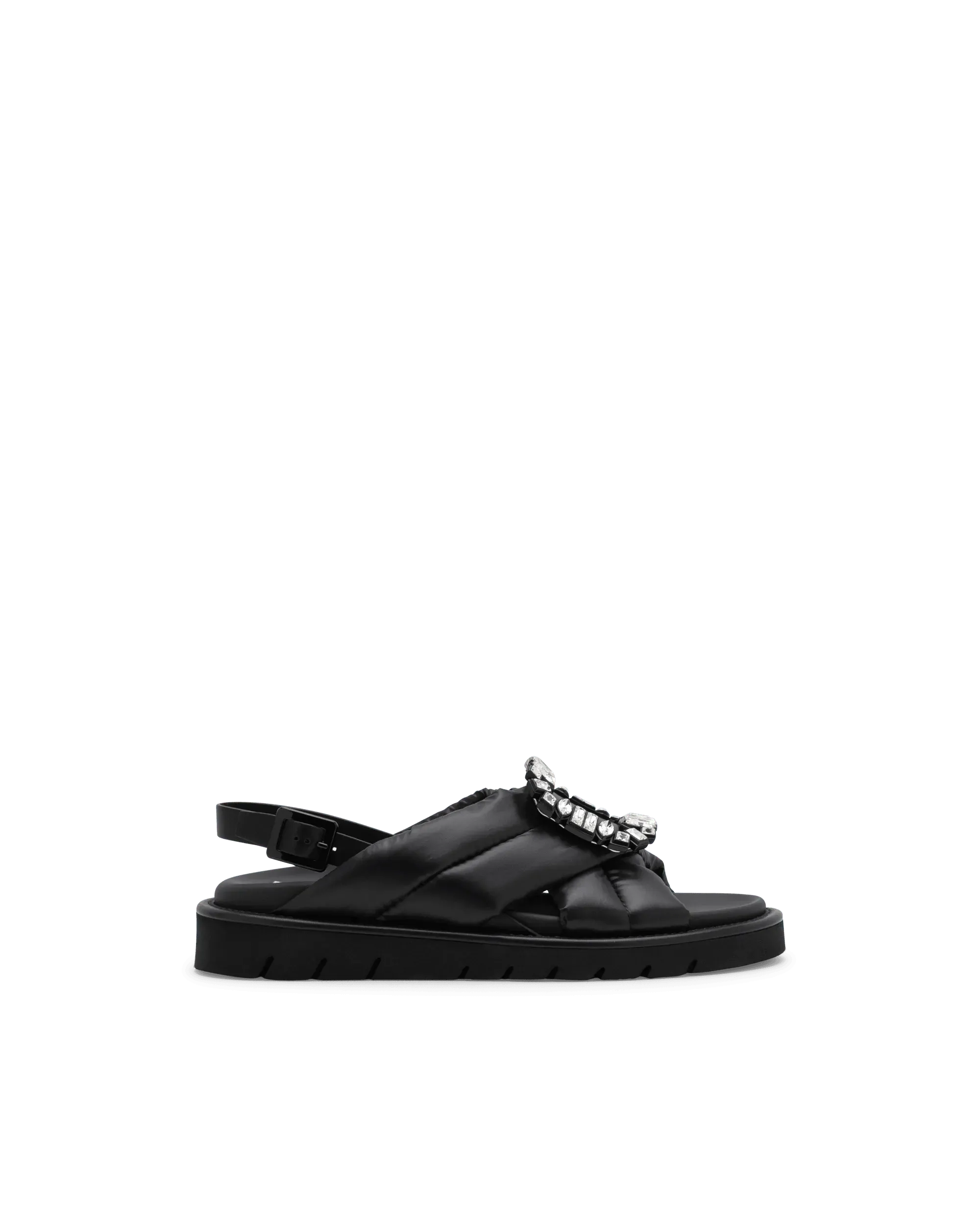 Viv Winter Puffy Strass Buckle Sandals - DIHSAN