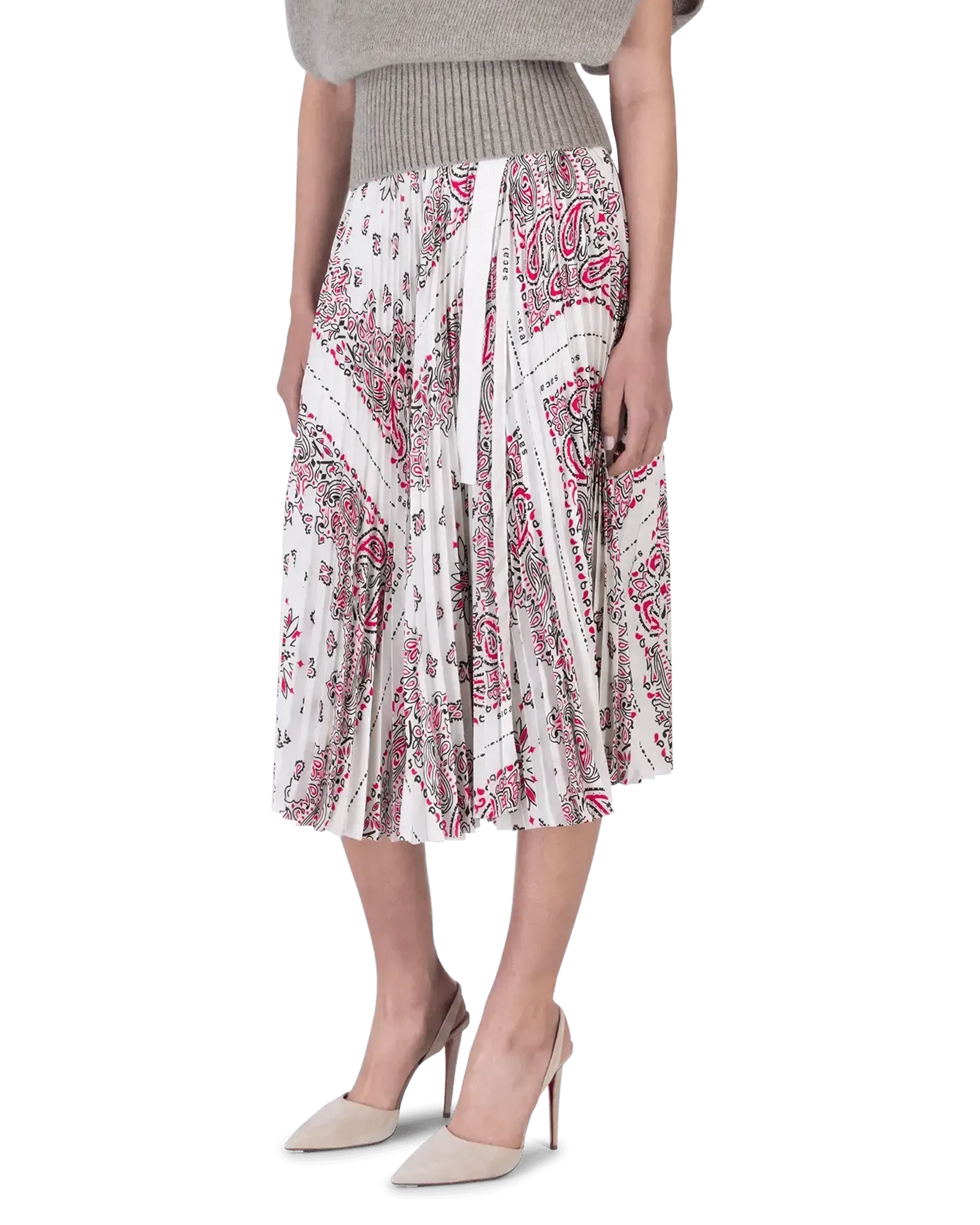 Sacai Pleated Skirt Paisley Print